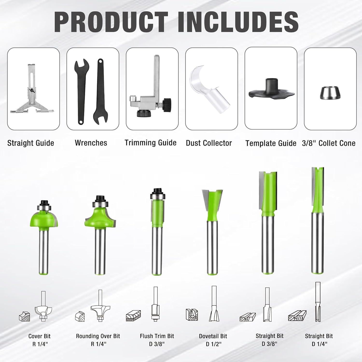 Router Compacto WORKPRO 6.5A 6 Velocidades para Madera