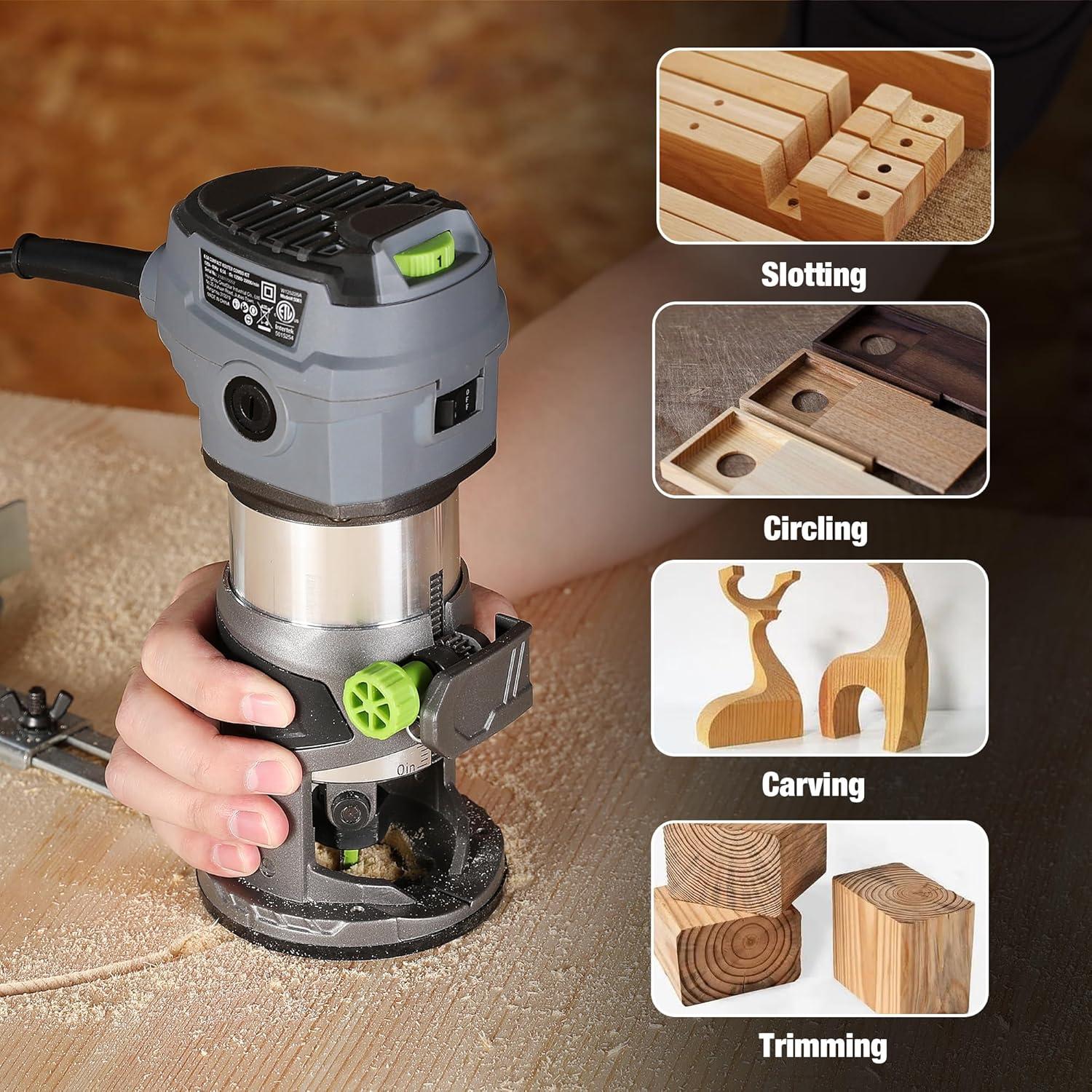 Router Compacto WORKPRO 6.5A 6 Velocidades para Madera