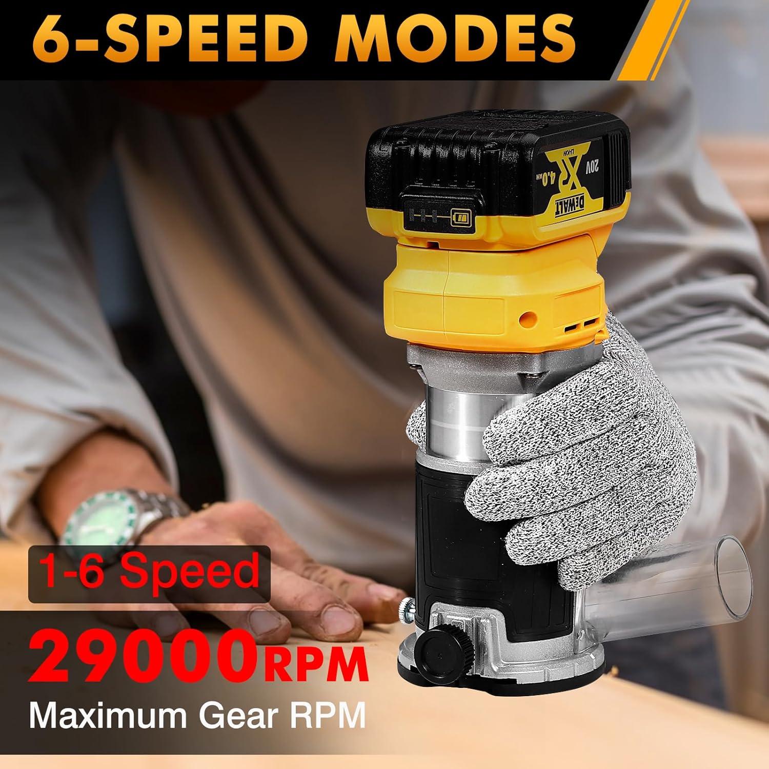 Router inalámbrico DeWalt 20V MAX 600W 6 velocidades 29,000 RPM