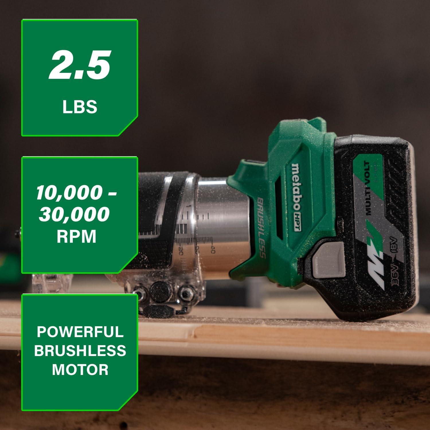 Router de Recorte Inalámbrico Metabo HPT 18V, 10,000-30,000 RPM
