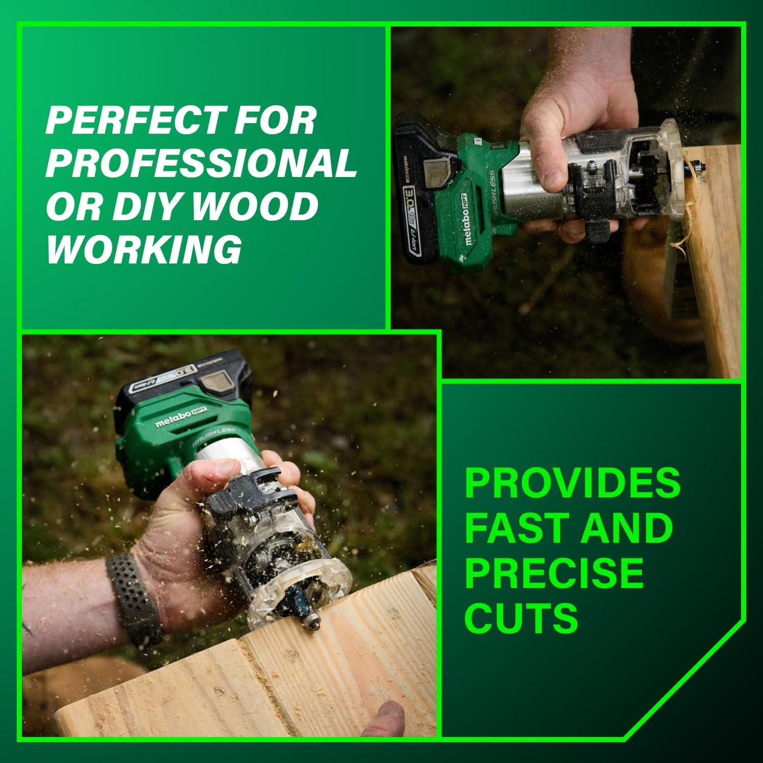 Router de Recorte Inalámbrico Metabo HPT 18V, 10,000-30,000 RPM