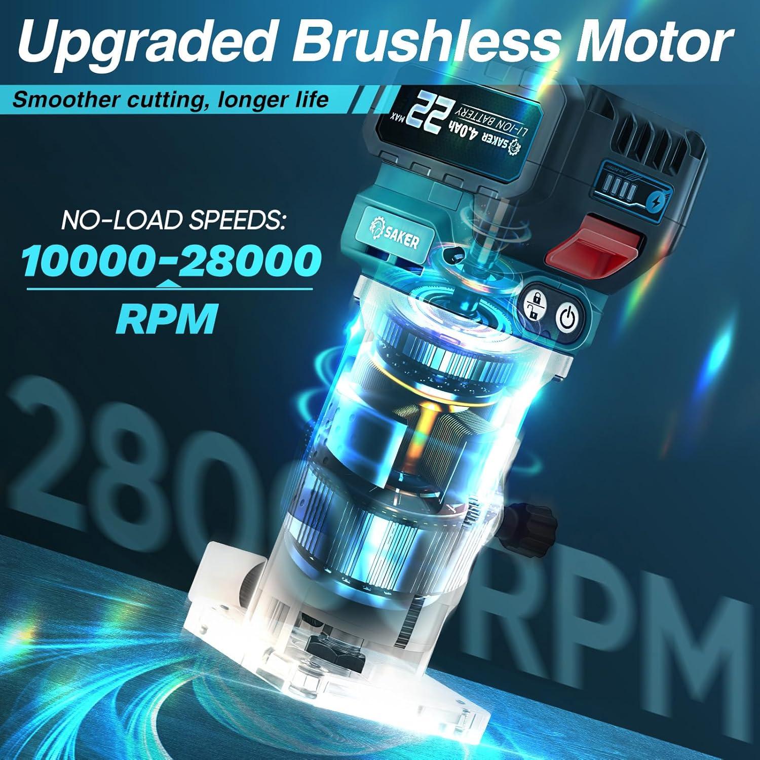 Router Sin Cable Saker SK-WT400 20V Compacto para Madera