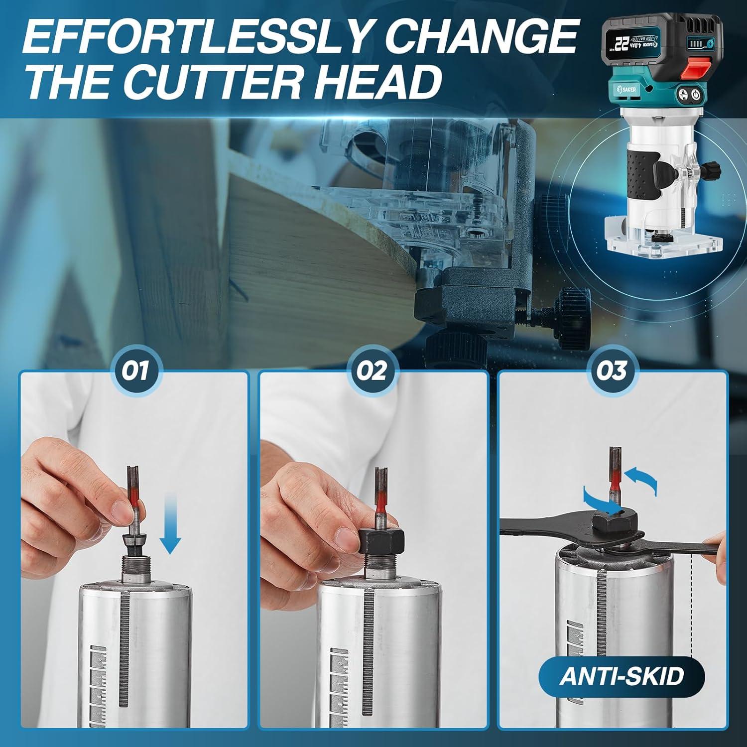 Router Sin Cable Saker SK-WT400 20V Compacto para Madera