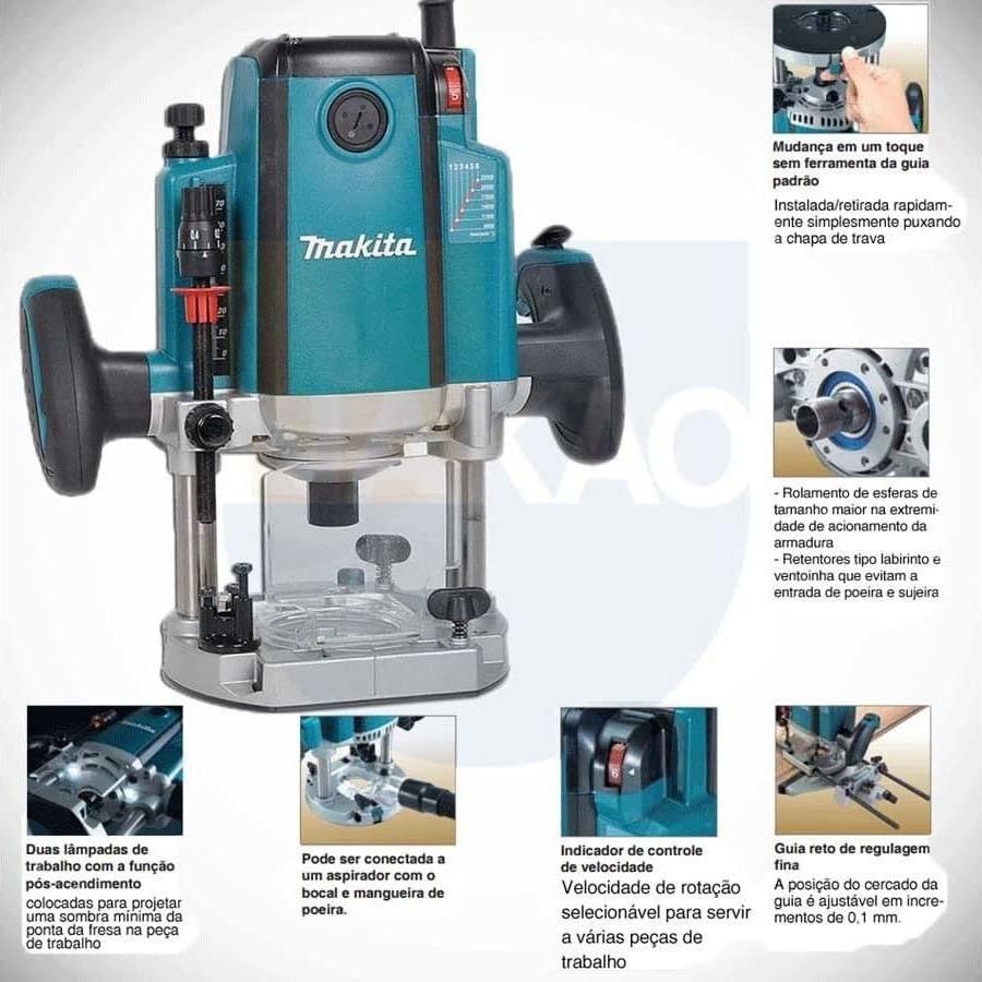 Fresadora de Inmersión Makita RP2301FC 3.25 HP Velocidad Variable