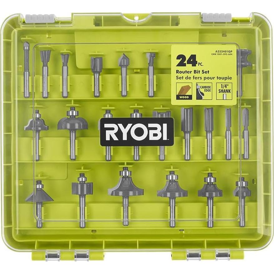 Router de Base Fija RYOBI ONE+ 18V + 24 Brocas para Router