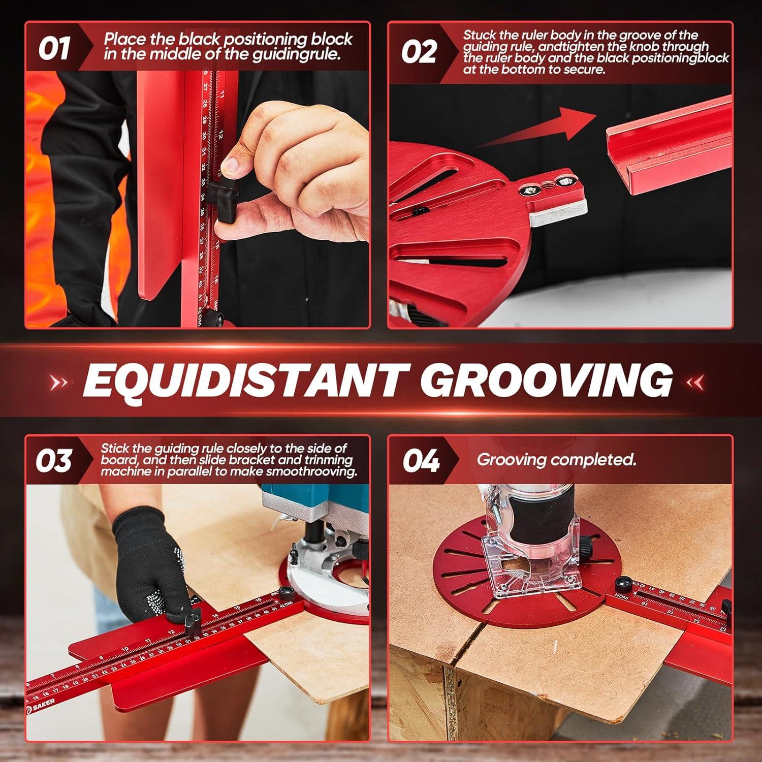 Plantilla de Fresado Saker Universal 38x18cm Aluminio Rojo