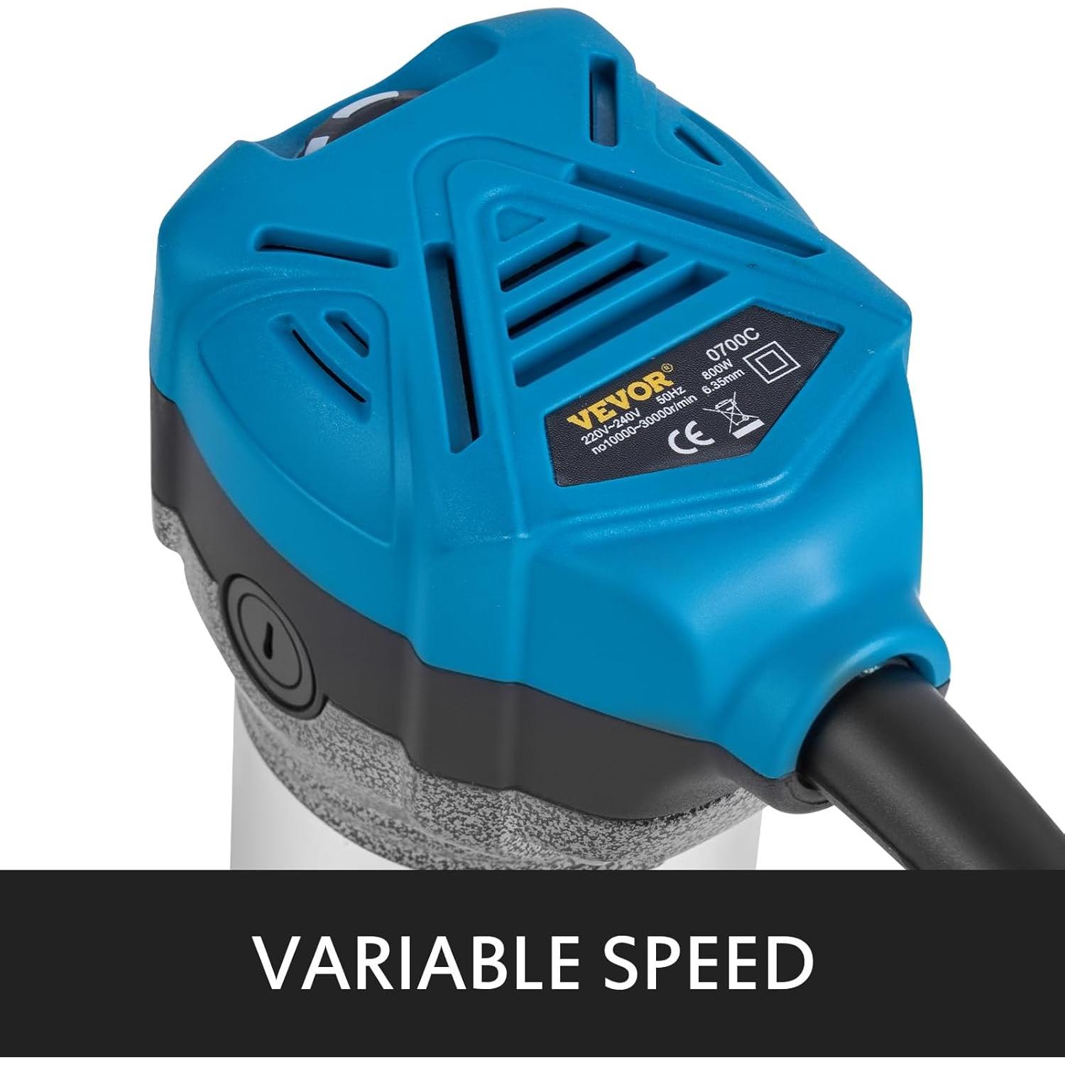 VEVOR Compact Router 1.25HP With Fixed Base, Plunge Base and Tilt Base, Variable Speed Wood Router Kit Max Torque 30,000RPM For Woodworking & Furniture Manufacturing