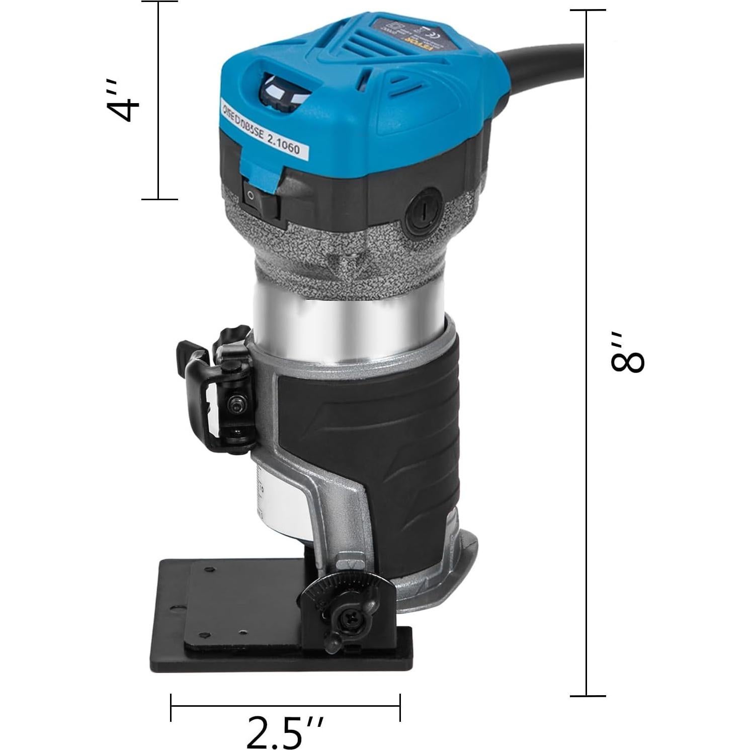 VEVOR Compact Router 1.25HP With Fixed Base, Plunge Base and Tilt Base, Variable Speed Wood Router Kit Max Torque 30,000RPM For Woodworking & Furniture Manufacturing