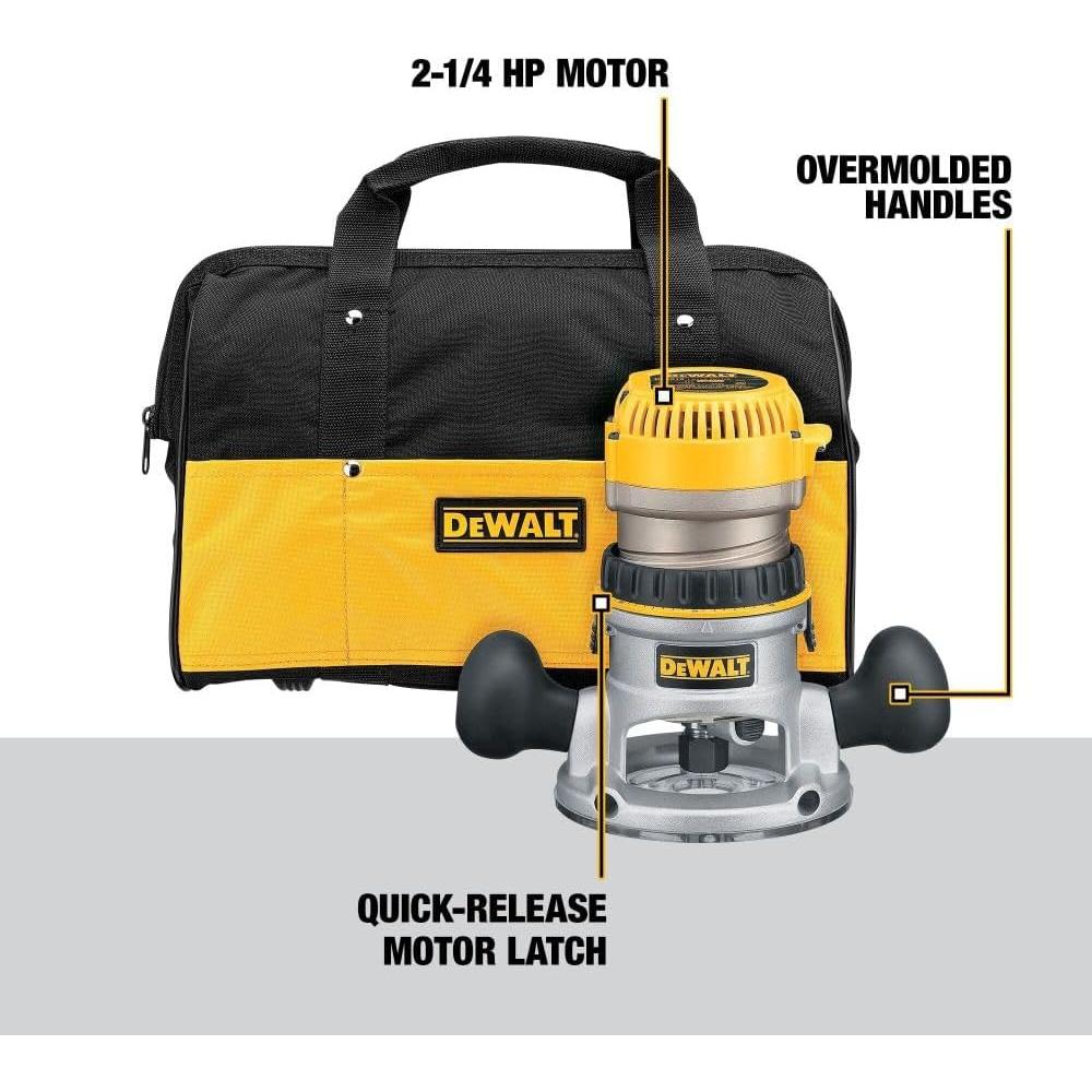 Fresadora DEWALT DW618K 2.25 HP Base Fija Amarillo