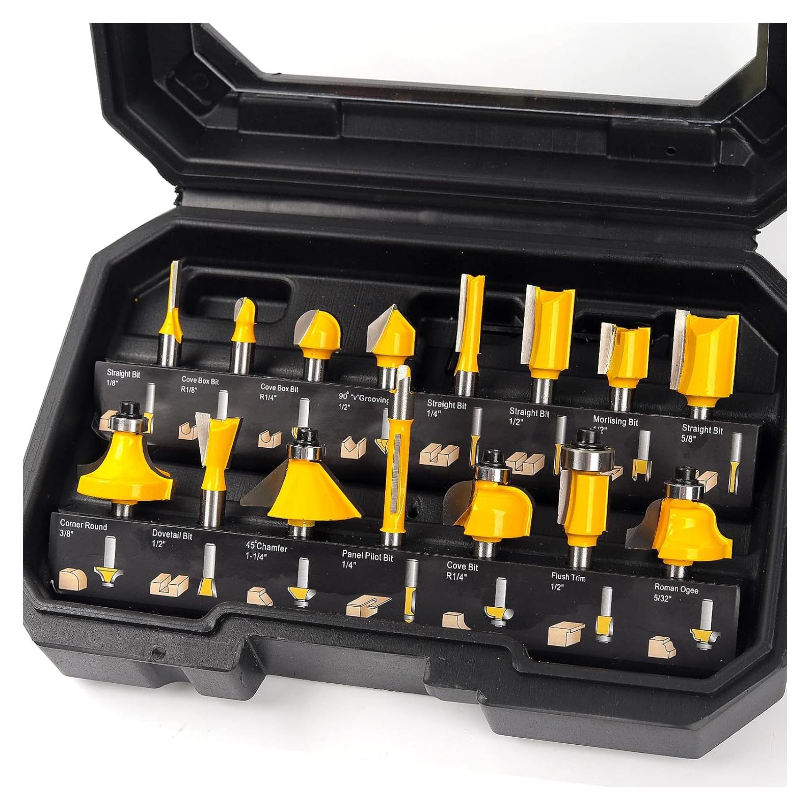 Juego de Brocas para Router MNA 15 Piezas 6.35 mm Carburo