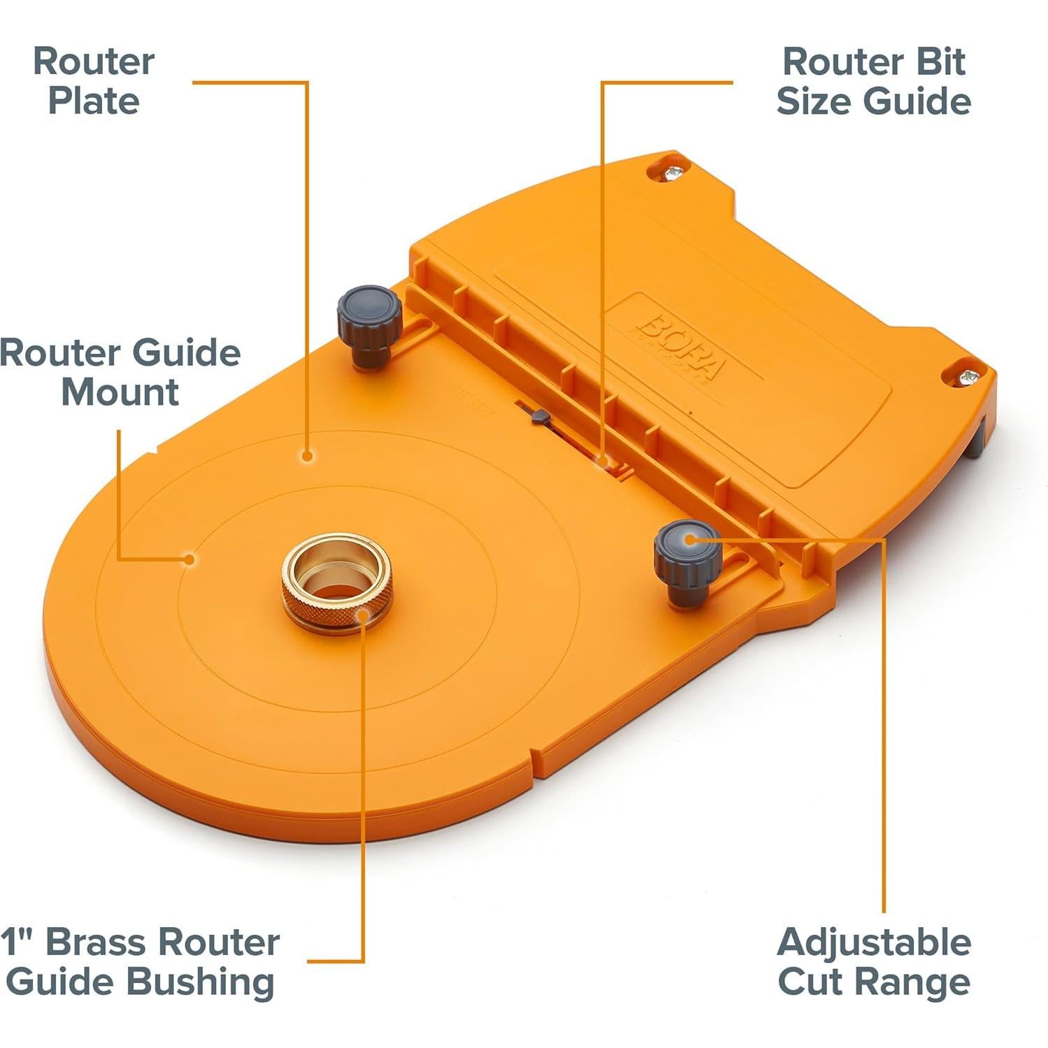 Bora Router Dado Jig, The Woodworking Router Guide That Allows for Precise, Straight Dados, Rabbets, and Mortises | 542005, Orange