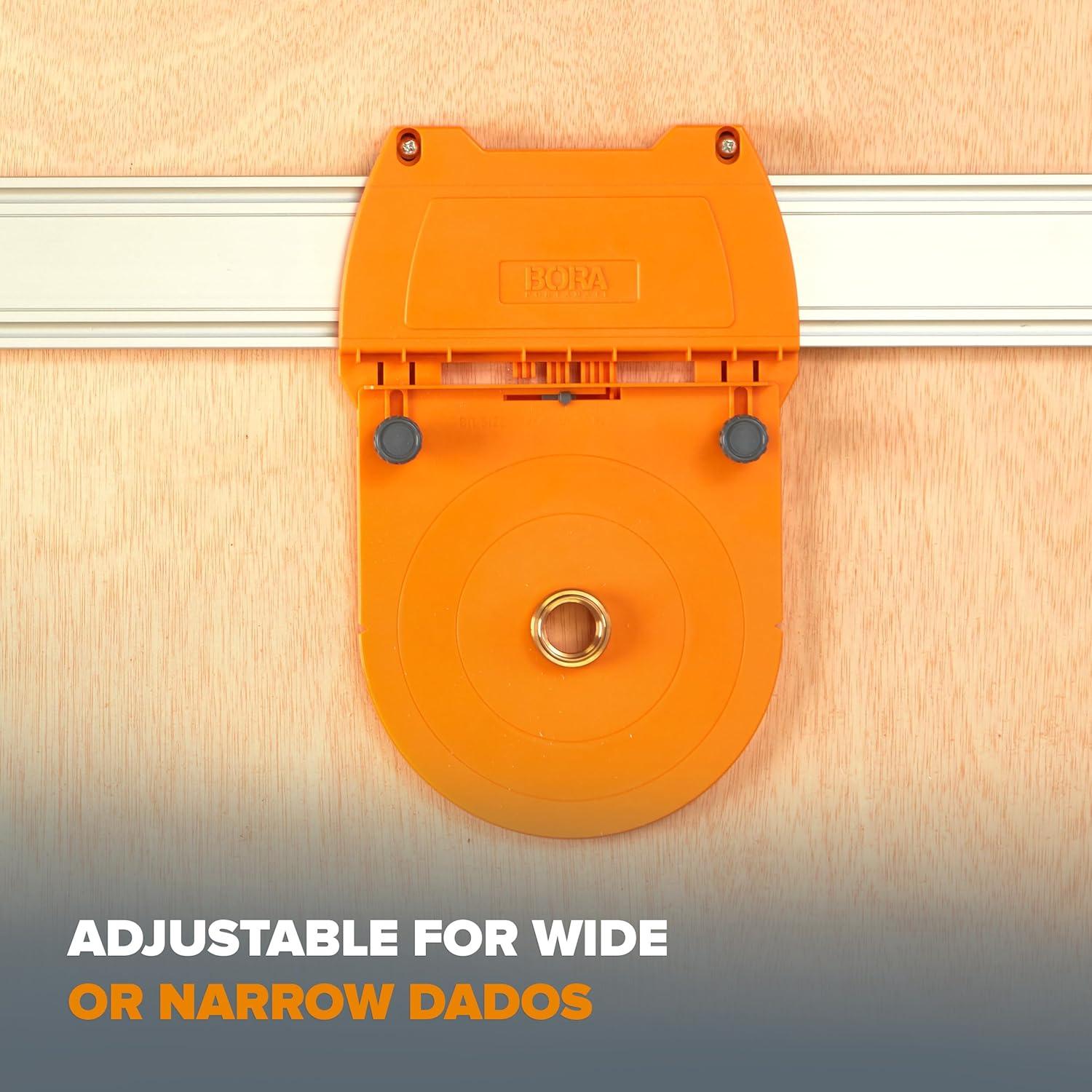 Bora Router Dado Jig, The Woodworking Router Guide That Allows for Precise, Straight Dados, Rabbets, and Mortises | 542005, Orange