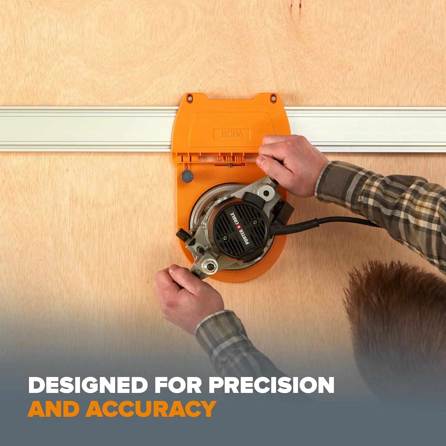 Bora Router Dado Jig, The Woodworking Router Guide That Allows for Precise, Straight Dados, Rabbets, and Mortises | 542005, Orange