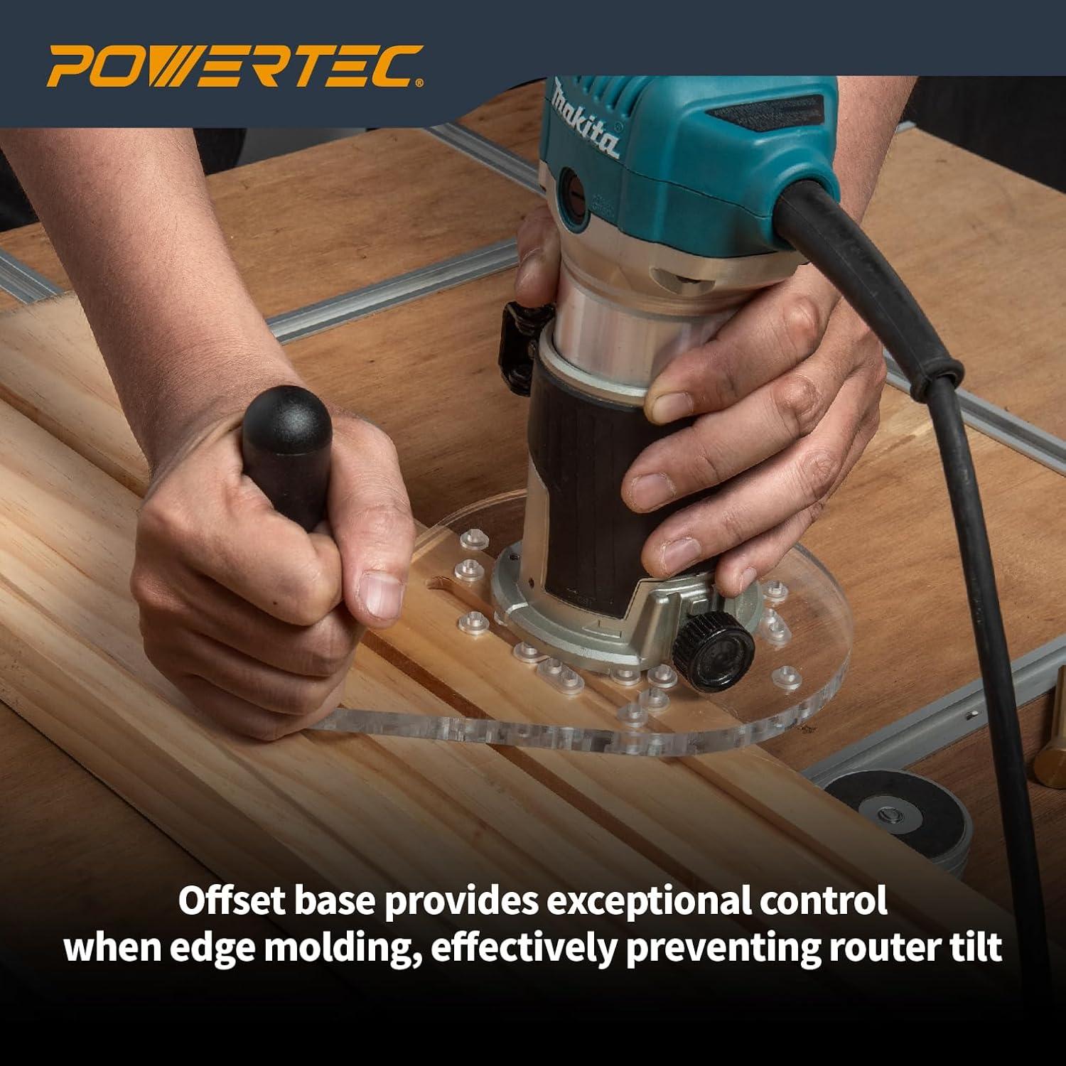 Placa Base Offset POWERTEC para Router 72146 - Acrílico Transparente