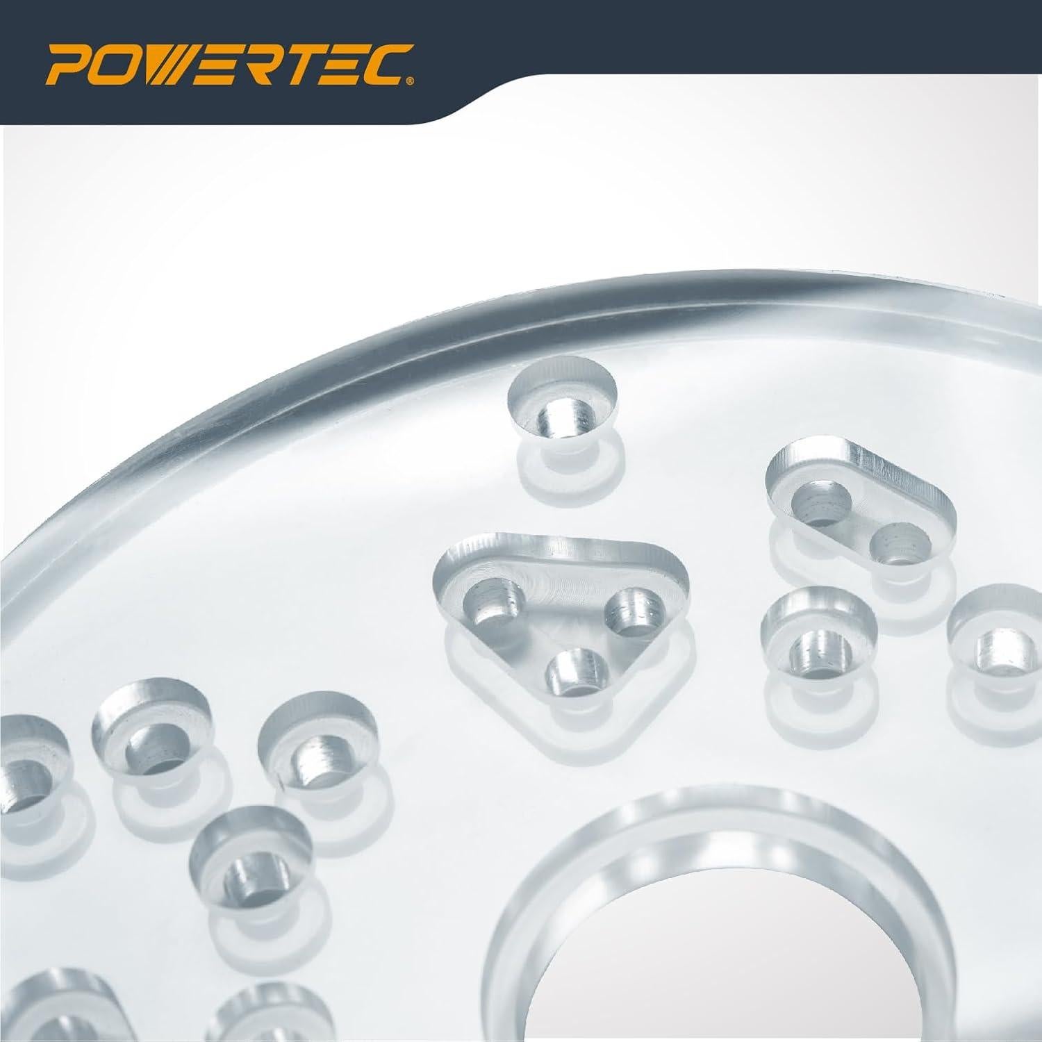 Placa Base Offset POWERTEC para Router 72146 - Acrílico Transparente
