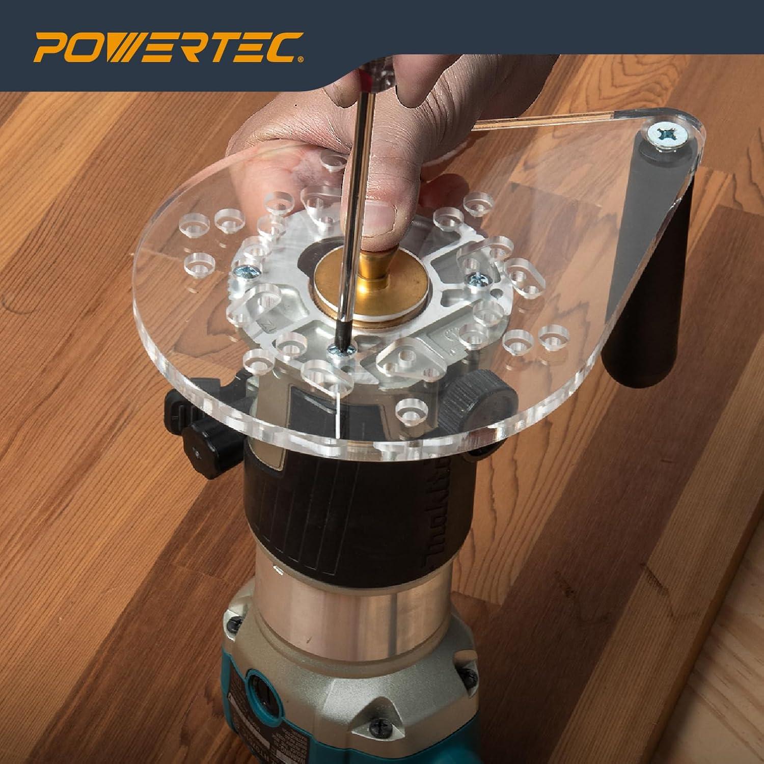 Placa Base Offset POWERTEC para Router 72146 - Acrílico Transparente