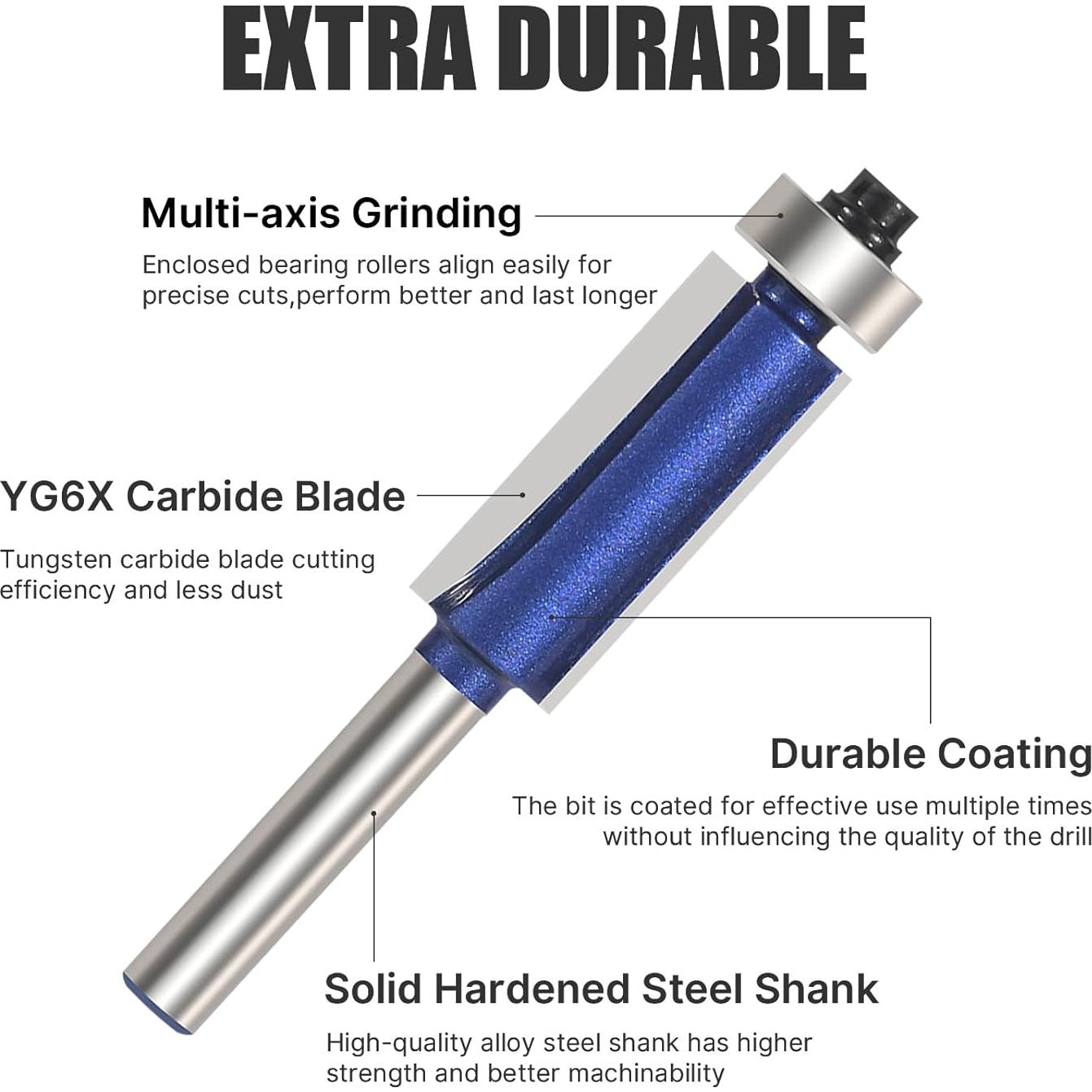 Juego de Brocas de Router Vearter 4PCS Corte Recto 6,35-12,7mm