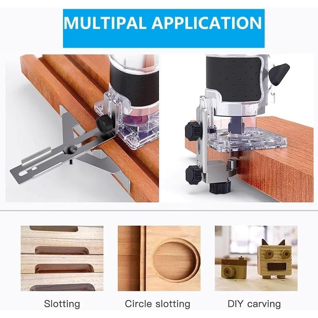 Wood Routers, Electric Wood Trimmer Router Tool, Compact Wood Router Tool Hand Trimmer, Cutting Palmming Tool, 30000 RPM 1/4" Collets 800W 110V，Blue and Silver