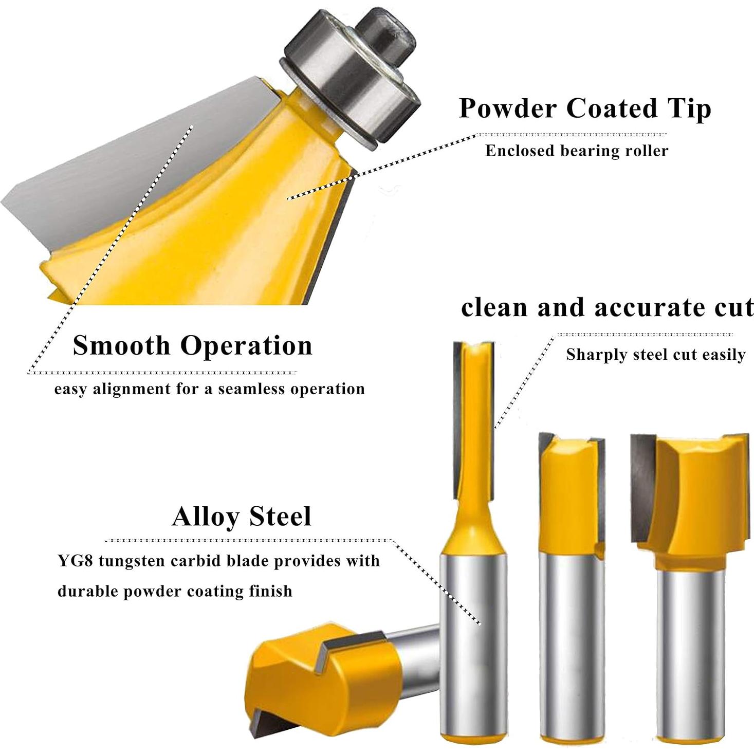 Conjunto de Brocas de Router OLETBE 43 Piezas 6,35 mm