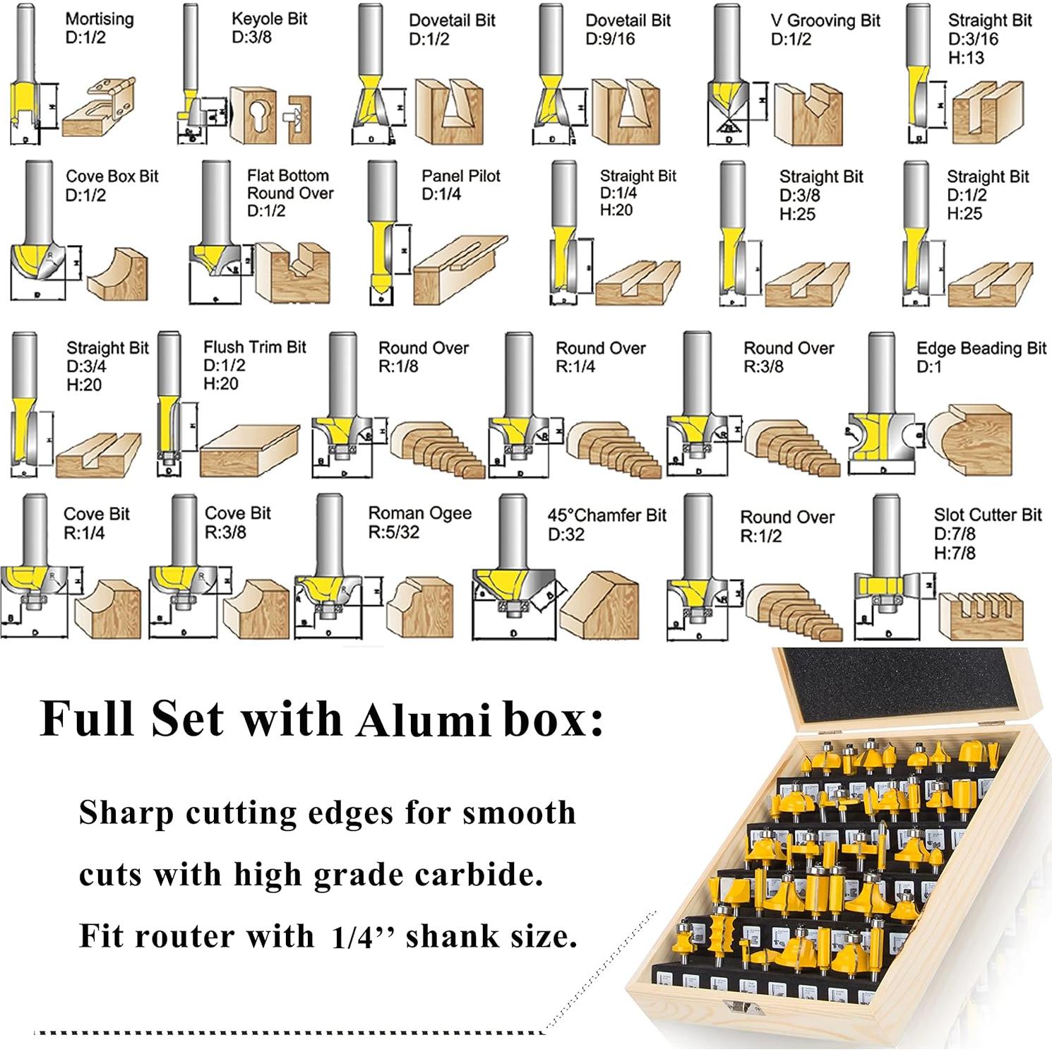 Conjunto de Brocas de Router OLETBE 43 Piezas 6,35 mm