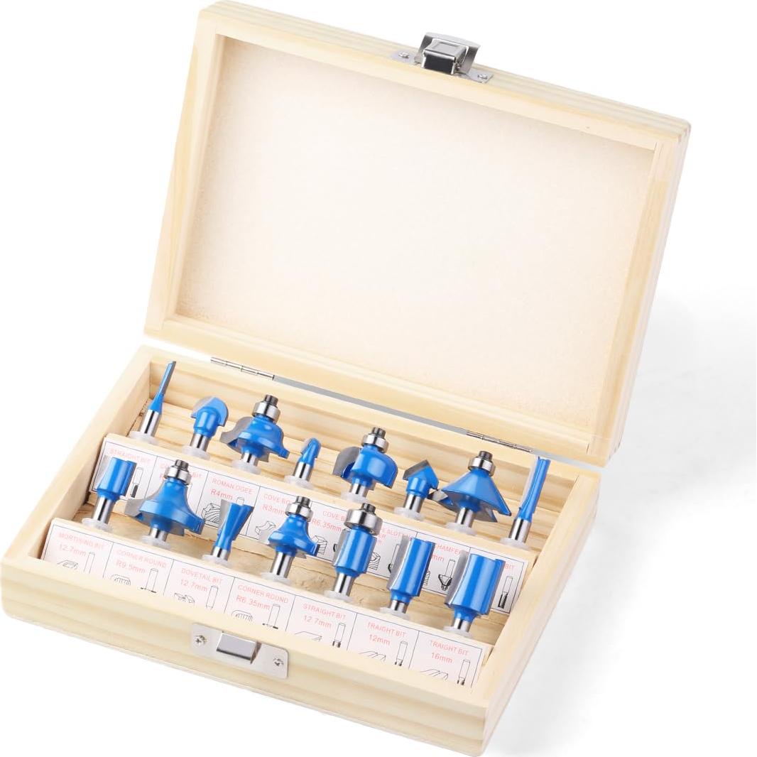 Juego de Brocas de Router JGZUI 15 Piezas 6,35 mm Eje