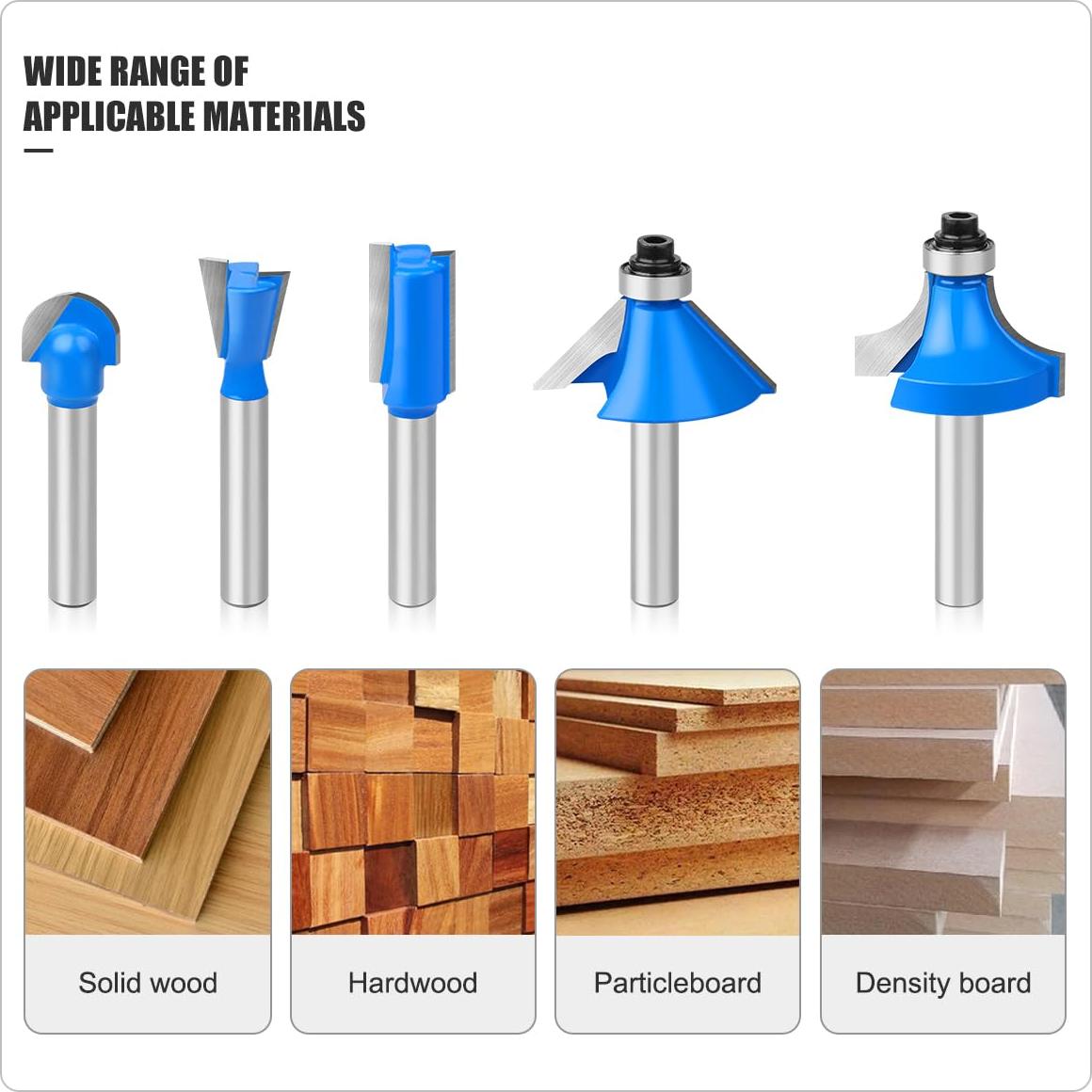 Juego de Brocas de Router JGZUI 15 Piezas 6,35 mm Eje