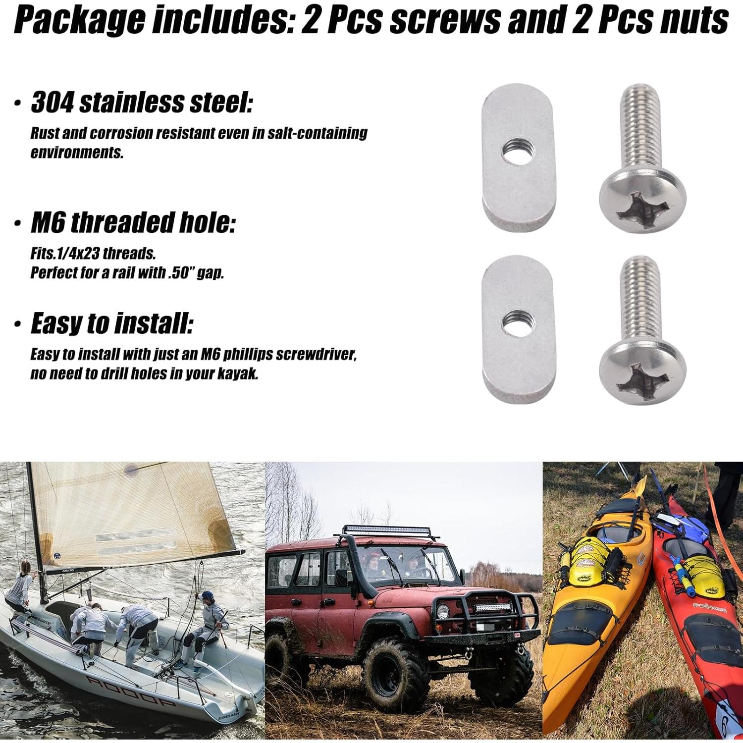 Tornillos y Tuercas para Kayak DoThisAllDay M6 Acero Inoxidable