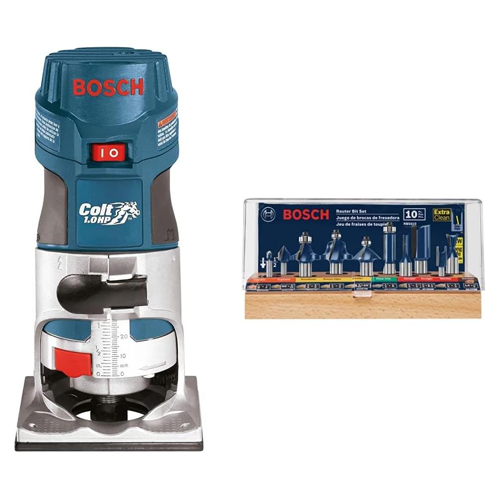 Router Bosch PR20EVS 1 HP Velocidad Variable 10 Piezas