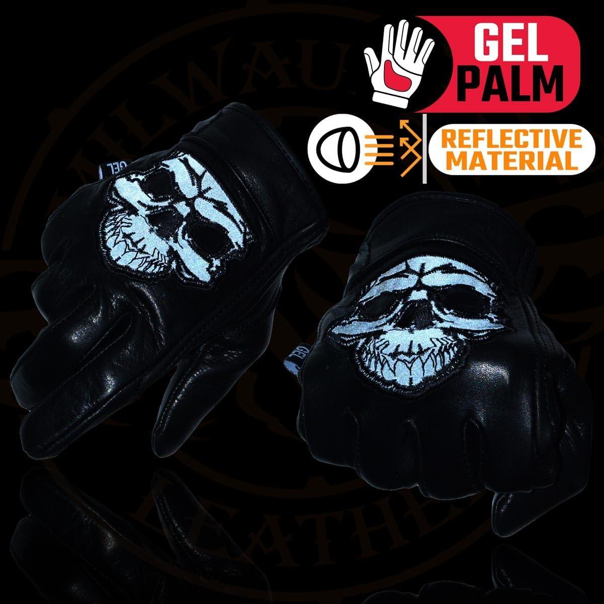 Guantes de Moto Milwaukee Leather MG7570 Cuero Negro con Gel