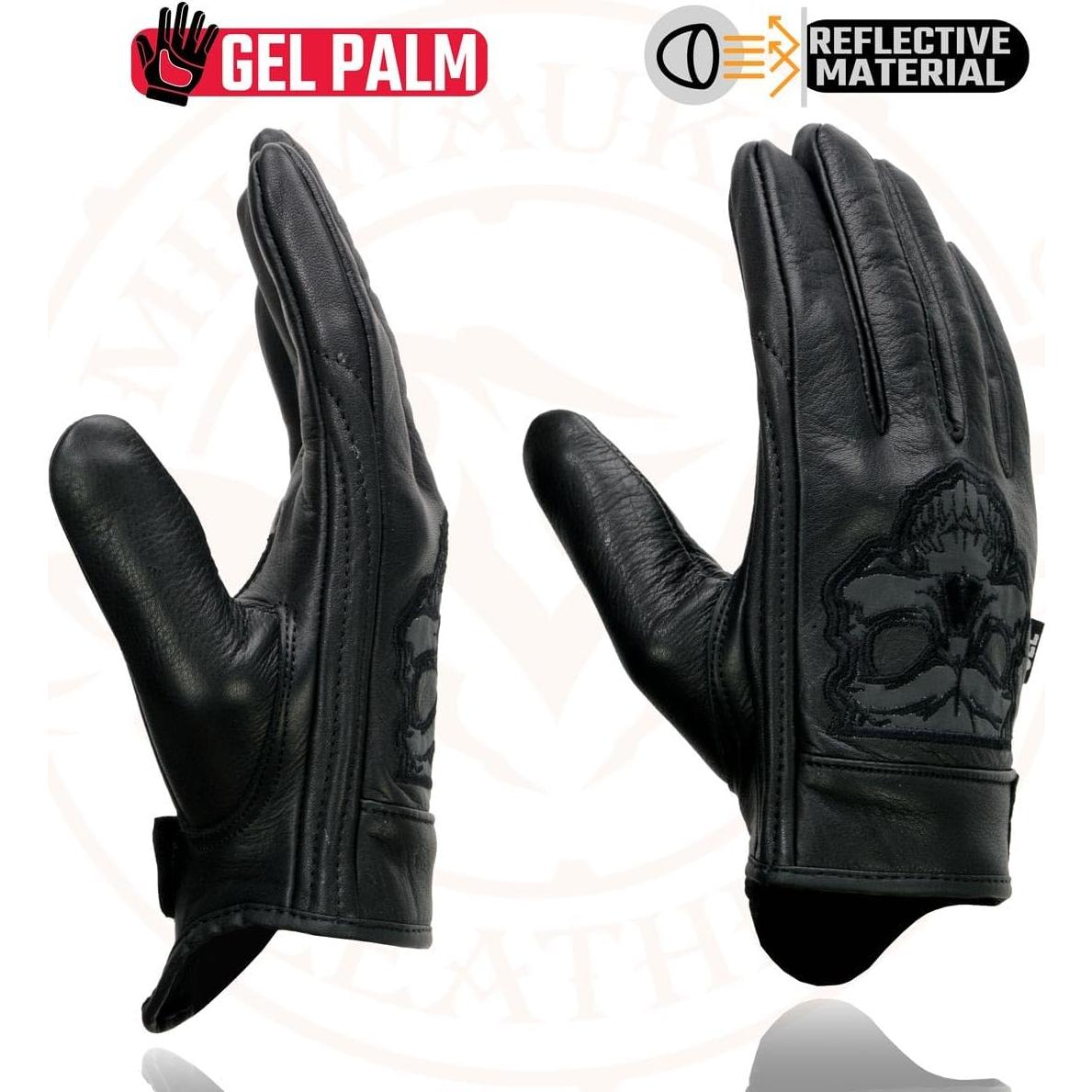 Guantes de Moto Milwaukee Leather MG7570 Cuero Negro con Gel