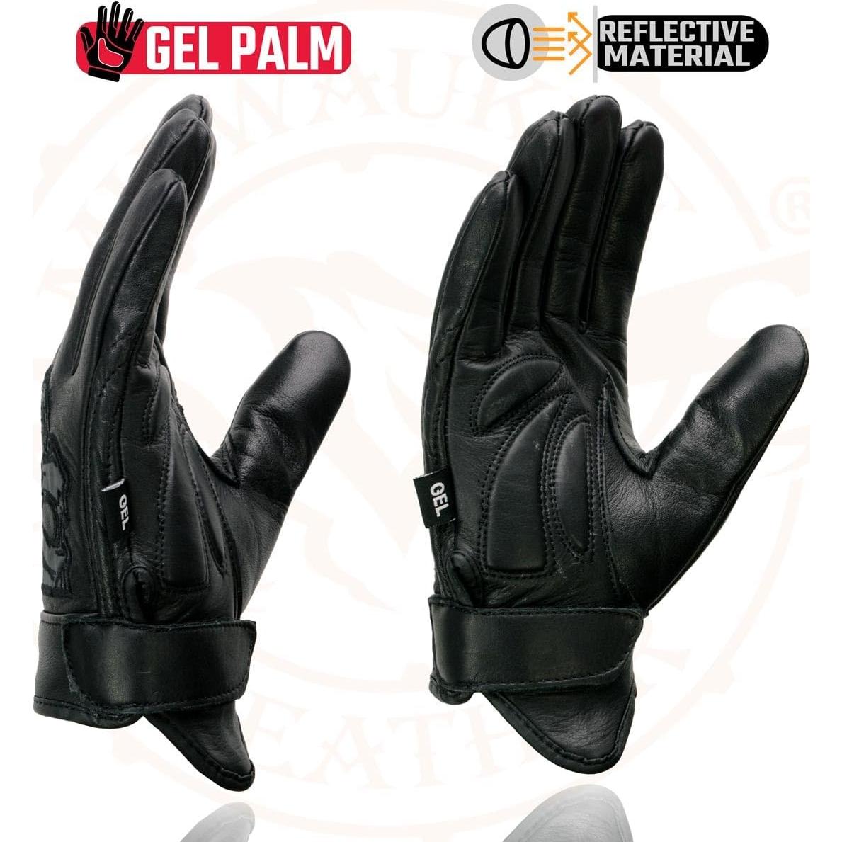Guantes de Moto Milwaukee Leather MG7570 Cuero Negro con Gel