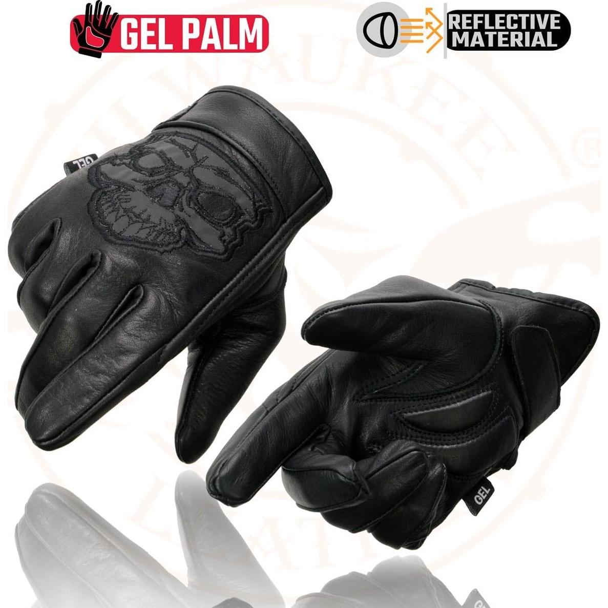Guantes de Moto Milwaukee Leather MG7570 Cuero Negro con Gel