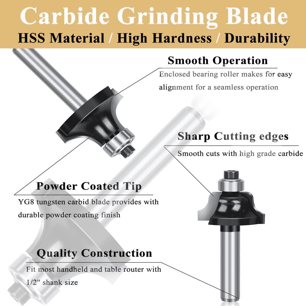 TAIWAIN 1/4-Inch Shank 43 Pack Router Bits Flooring Router Bit Set, Wood Milling Cutter, Woodworking Miter Carbide CNC Router Bits Sets Cutting Tool for Cabinet Doors, Tables(F-LEB)