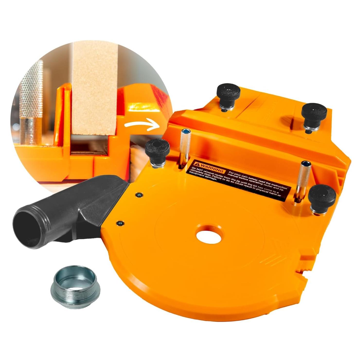 POWERTEC Router Dado Jig for Precision Dado Cuts | Adjustable Fence, Built-In Dust Collection | Compatible with POWERTEC & Most Major Brand Guide Rails, Edge Clamps, and Routers (71923)