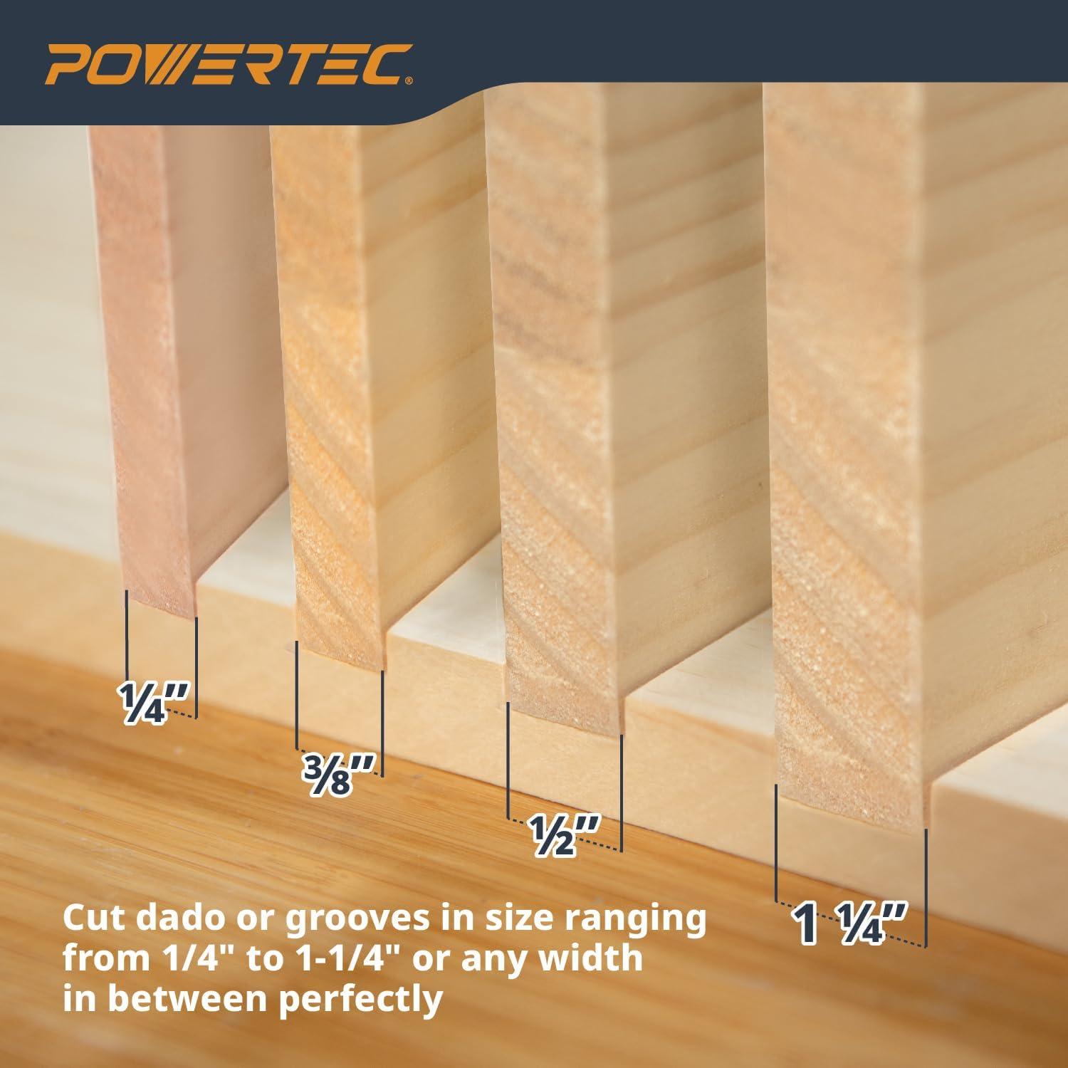 POWERTEC Router Dado Jig for Precision Dado Cuts | Adjustable Fence, Built-In Dust Collection | Compatible with POWERTEC & Most Major Brand Guide Rails, Edge Clamps, and Routers (71923)