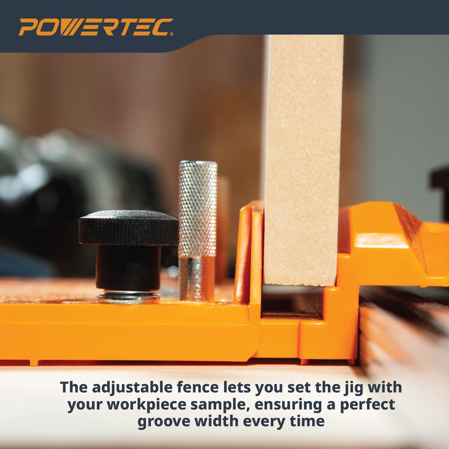 POWERTEC Router Dado Jig for Precision Dado Cuts | Adjustable Fence, Built-In Dust Collection | Compatible with POWERTEC & Most Major Brand Guide Rails, Edge Clamps, and Routers (71923)