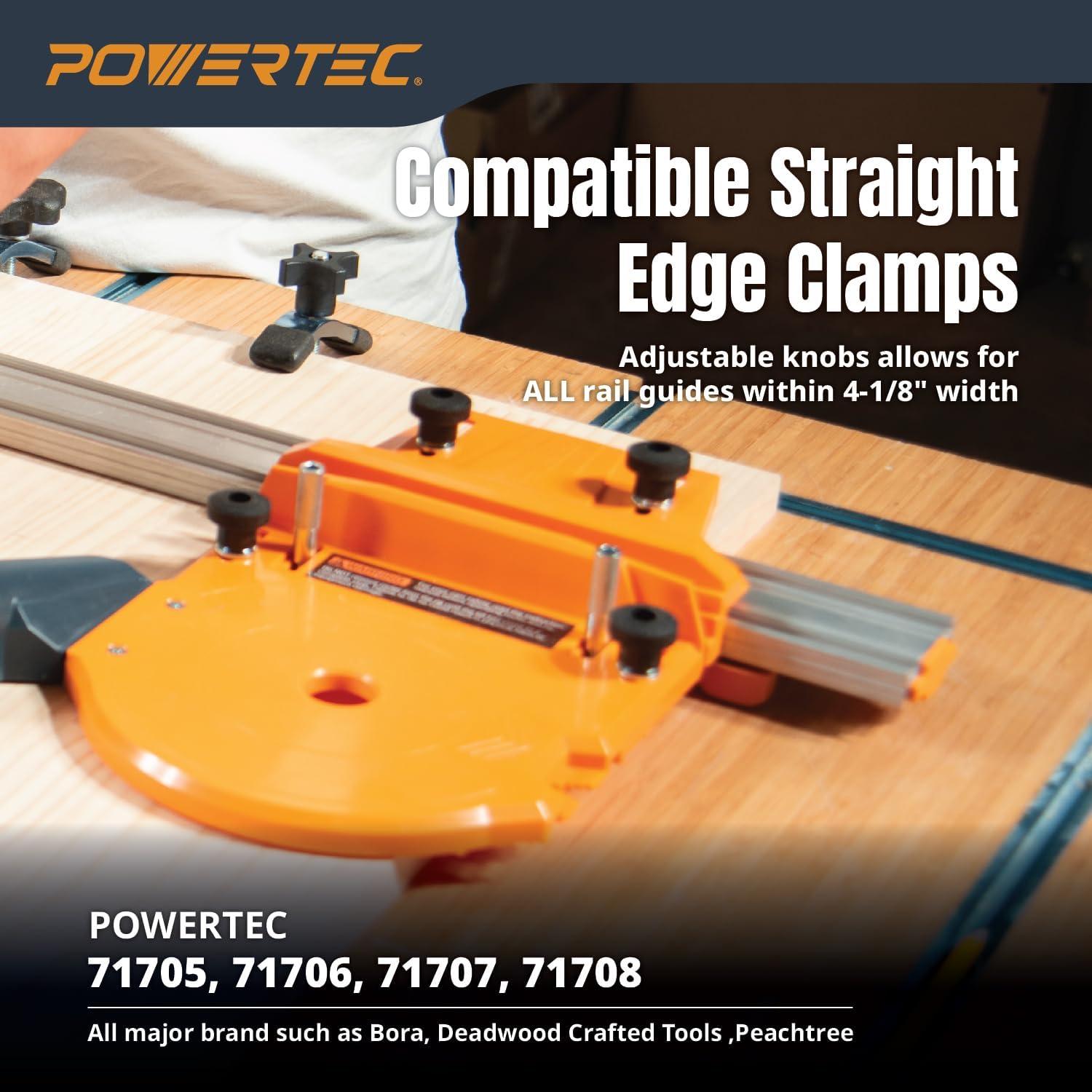POWERTEC Router Dado Jig for Precision Dado Cuts | Adjustable Fence, Built-In Dust Collection | Compatible with POWERTEC & Most Major Brand Guide Rails, Edge Clamps, and Routers (71923)