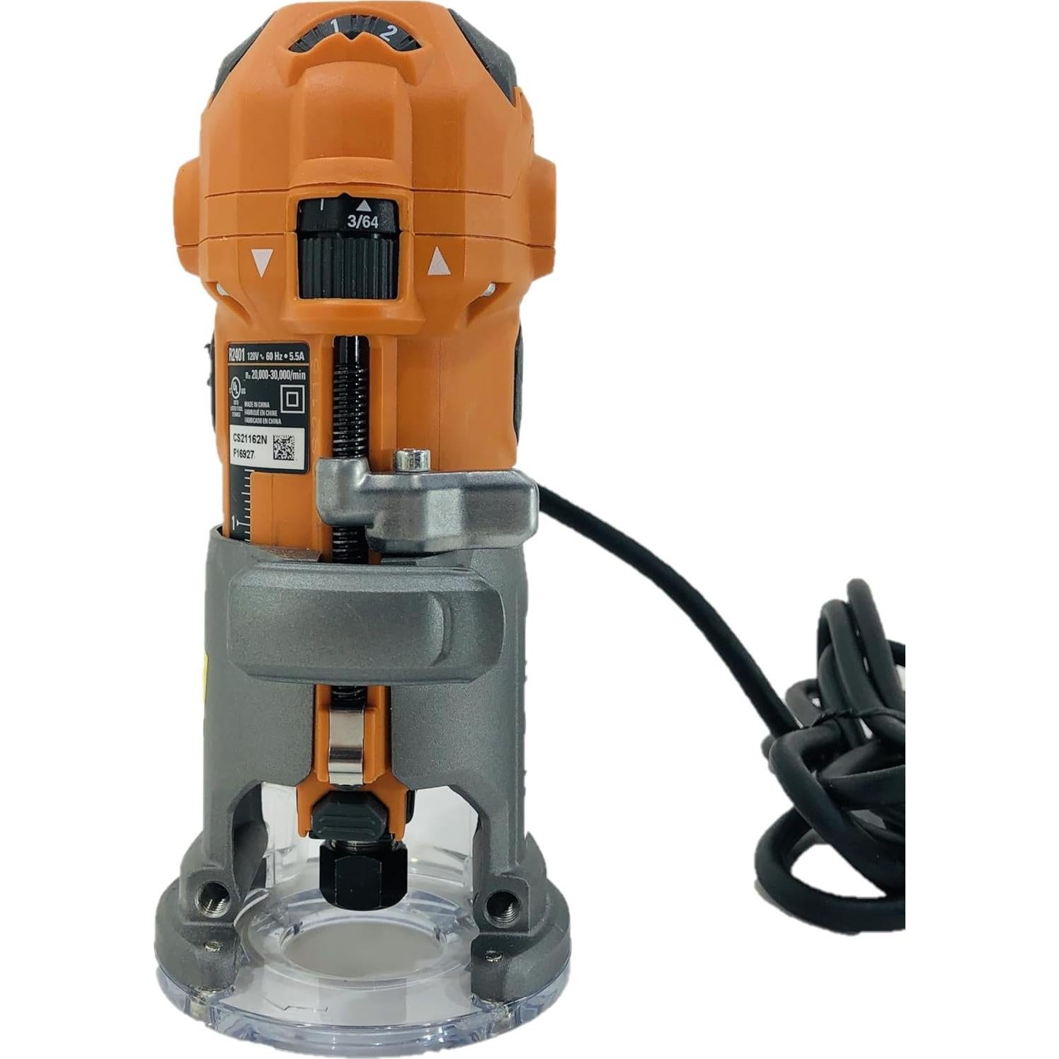 Ridgid 5.5 Amp Corded Compact Power Trim Router With Micro Adjust Dial R24012 (Renewed)