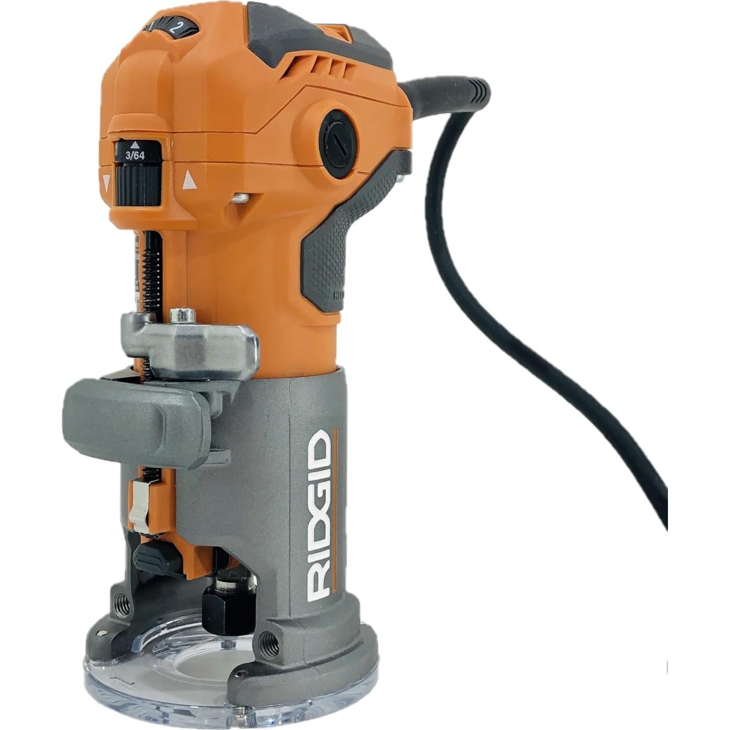 Ridgid 5.5 Amp Corded Compact Power Trim Router With Micro Adjust Dial R24012 (Renewed)