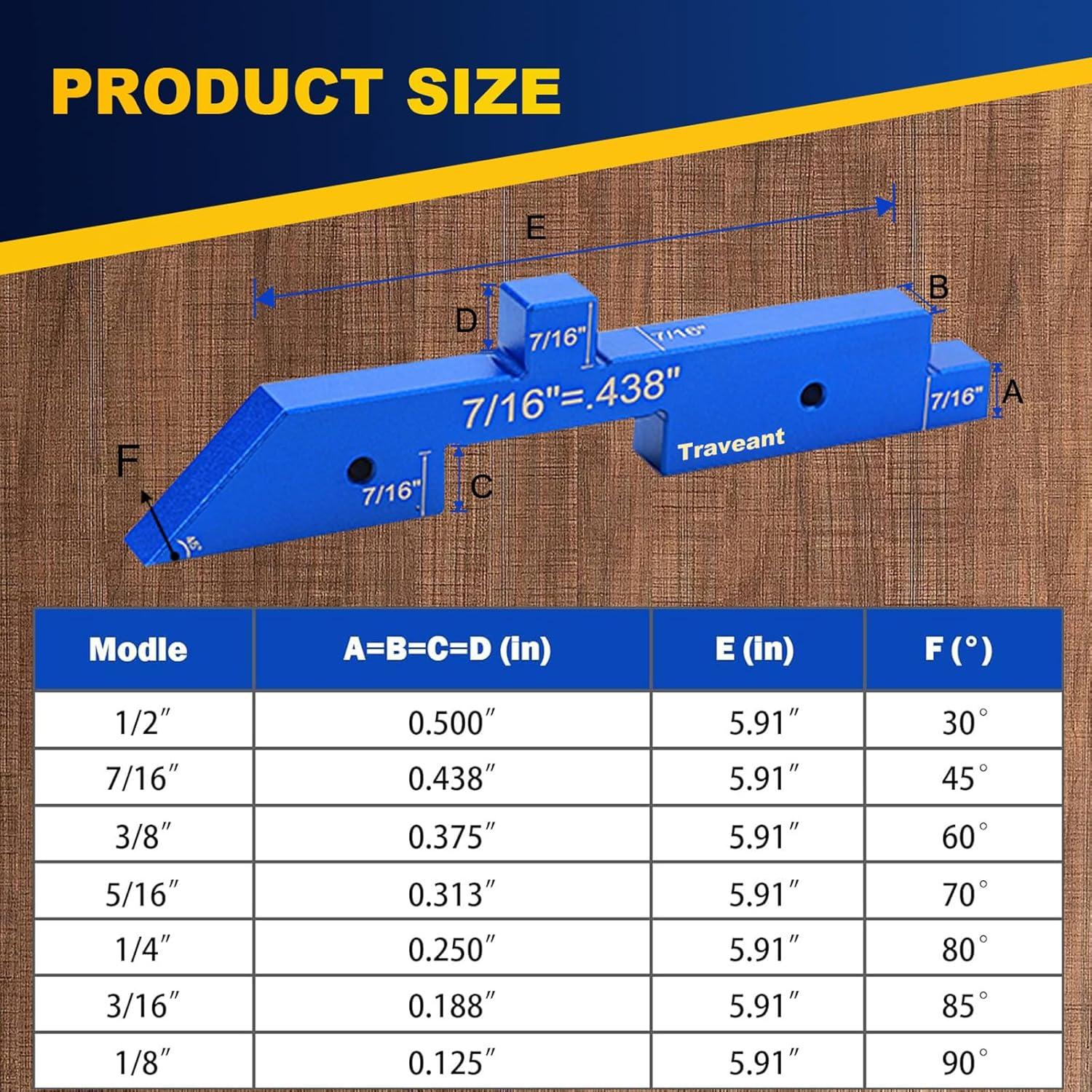Juego de 7 Bloques de Aluminio para Medición de Carpintería