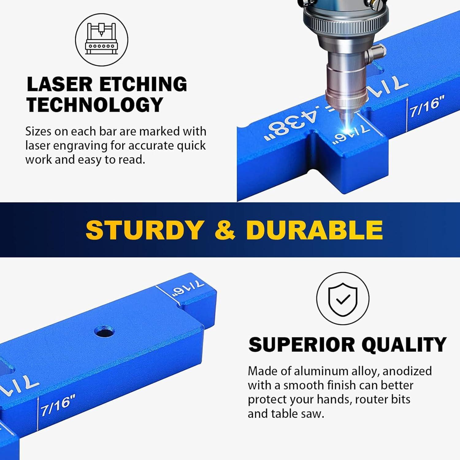 Juego de 7 Bloques de Aluminio para Medición de Carpintería