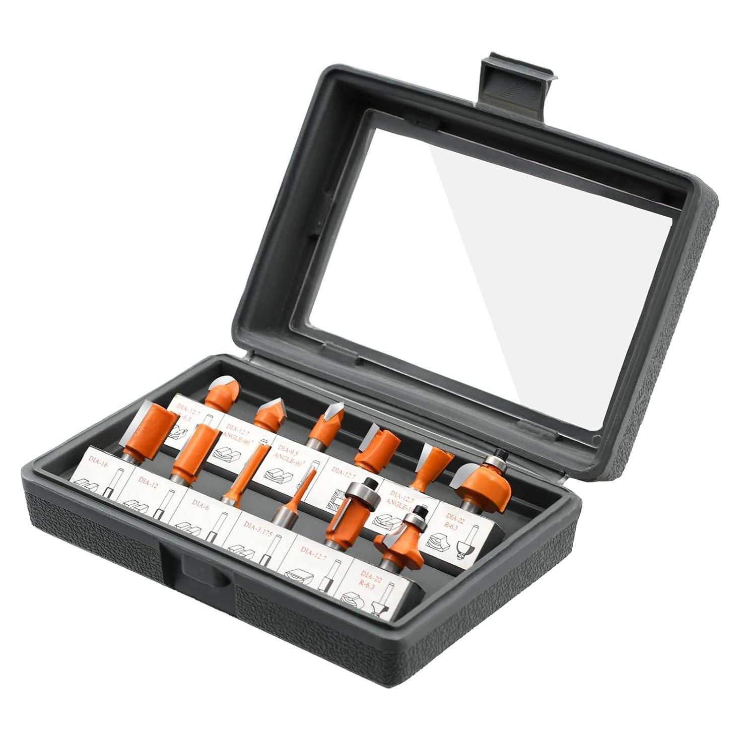 Juego de 12 Brocas de Router Zalaxt - Estuche de Madera