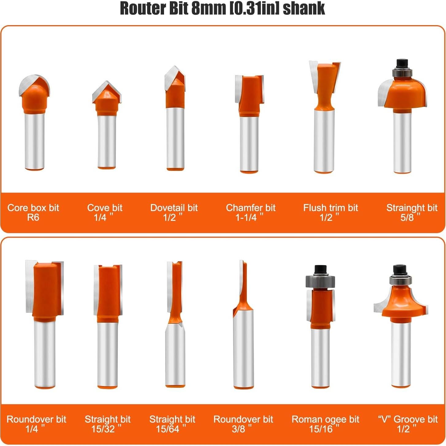 Juego de 12 Brocas de Router Zalaxt - Estuche de Madera