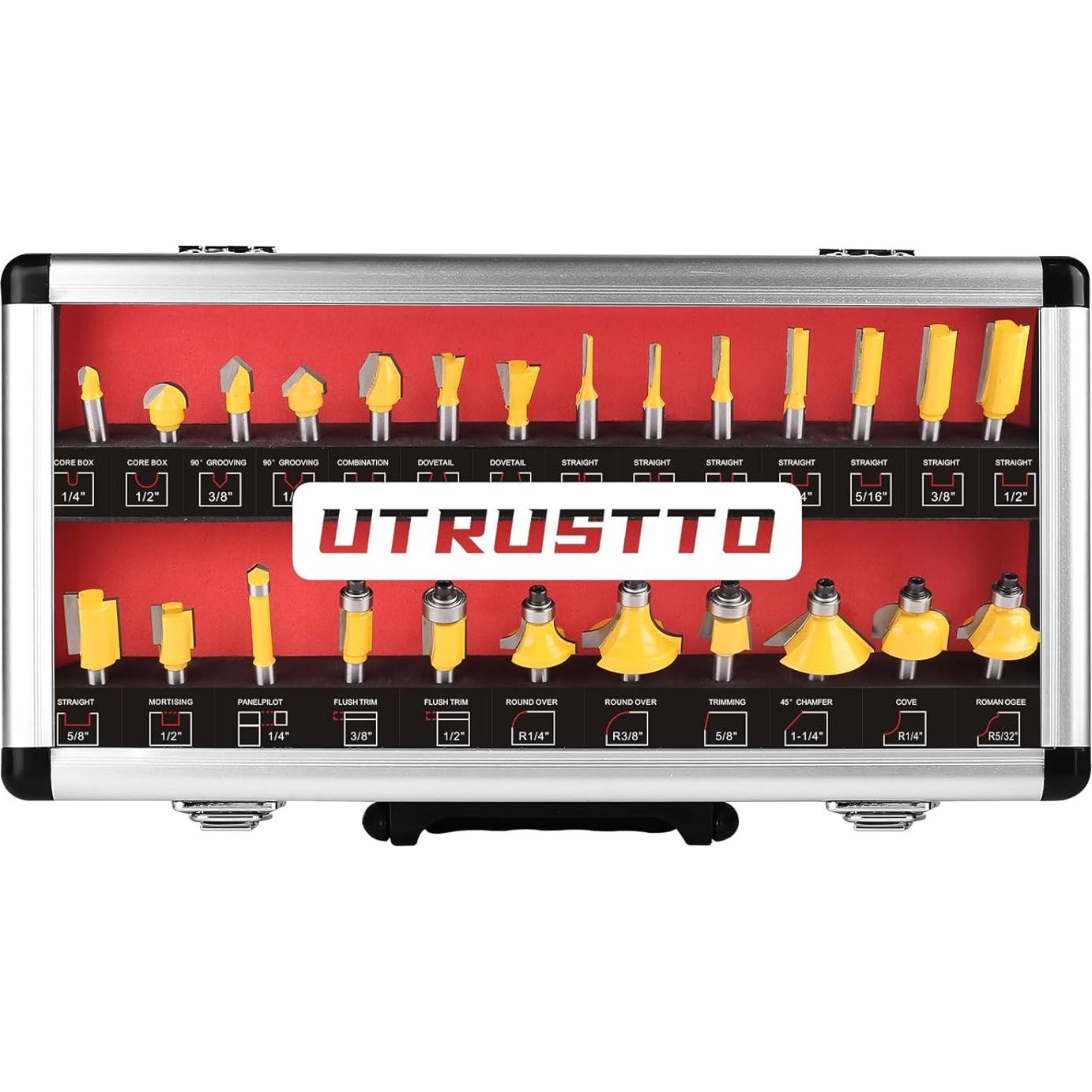 Juego de Brocas de Router UTRUSTTO 25 Piezas Carburo