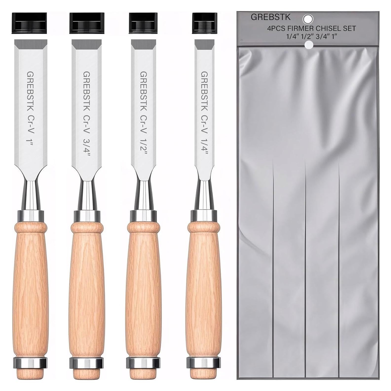 Juego de Cinceles GREBSTK 4 Piezas Acero CRV Madera