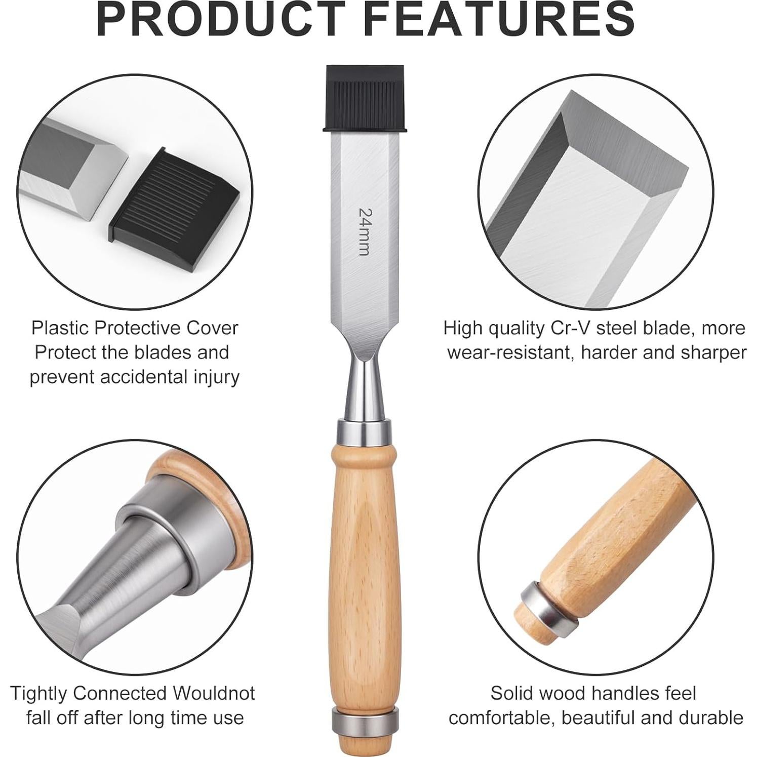 Juego de 4 Cinceles de Madera YUQGAOP 0,64 a 2,54 cm