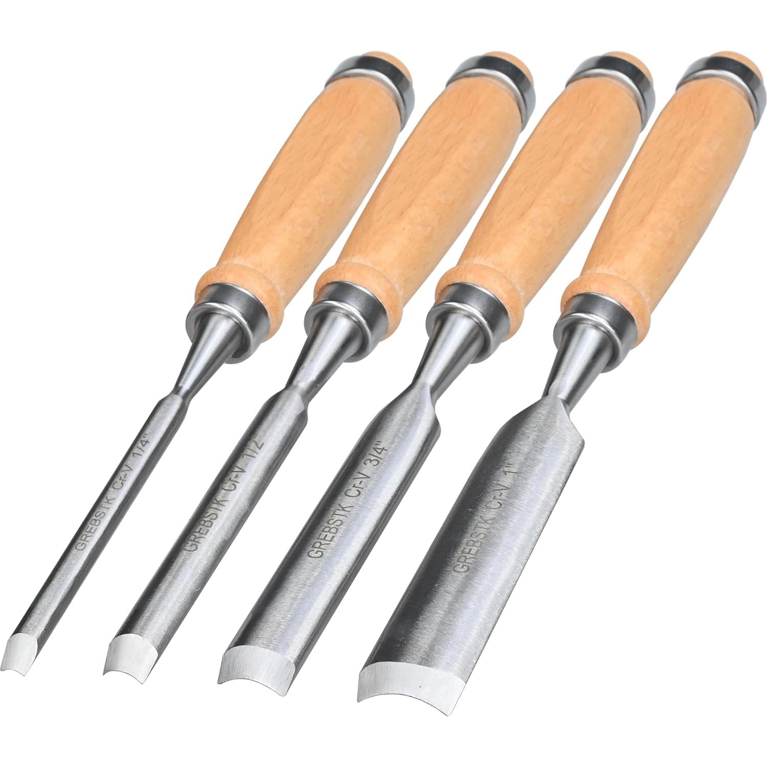 Juego de 4 formones semicirculares GREBSTK de acero Cr-V