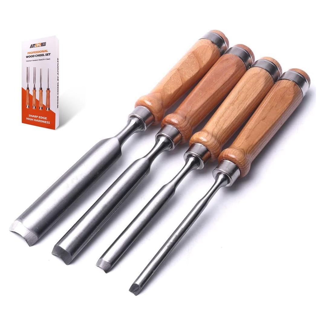 ATOPLEE Juego de 4 Cinceles de Madera 8mm a 25mm