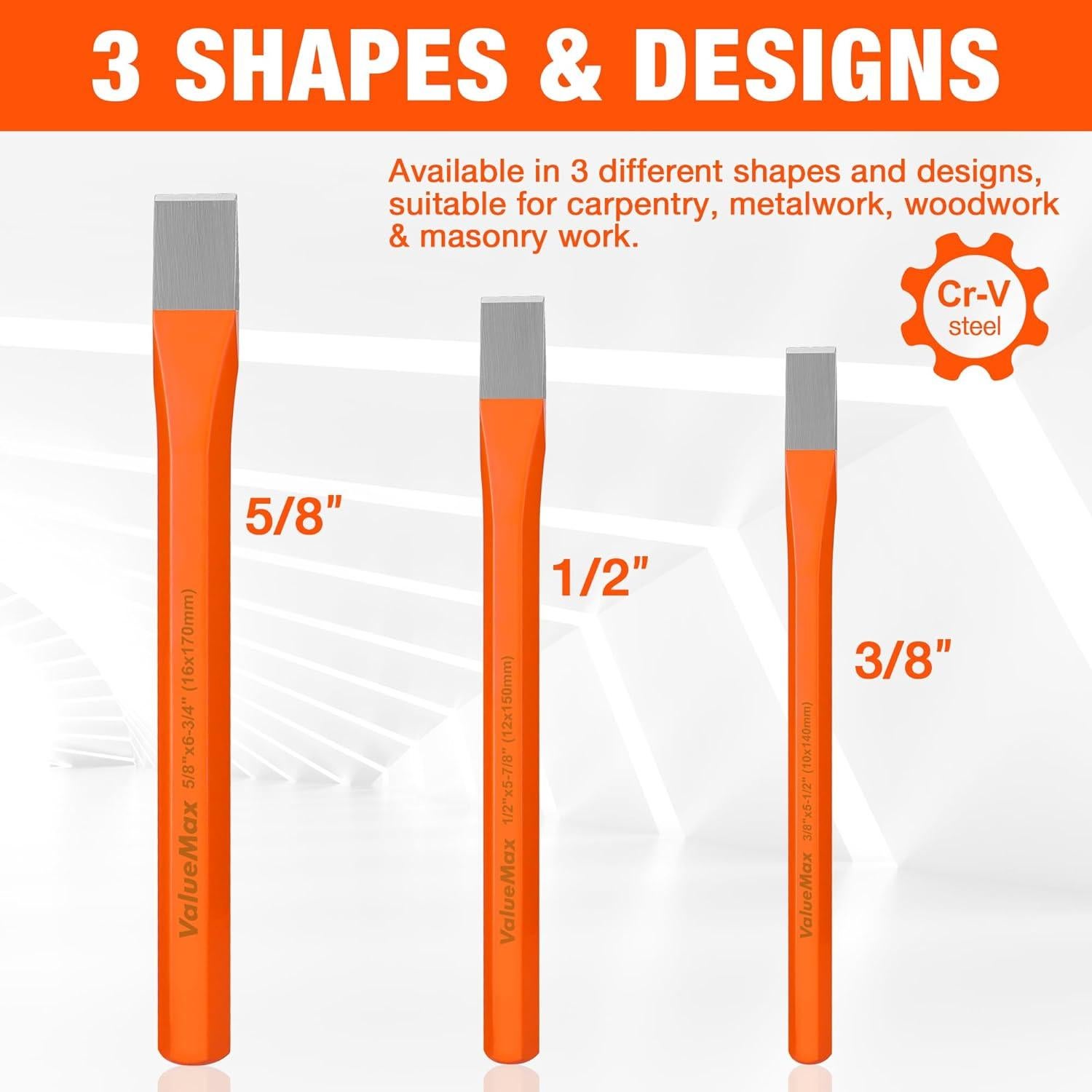 Juego de Cinceles Fríos ValueMax 3 Piezas Acero Cr-V