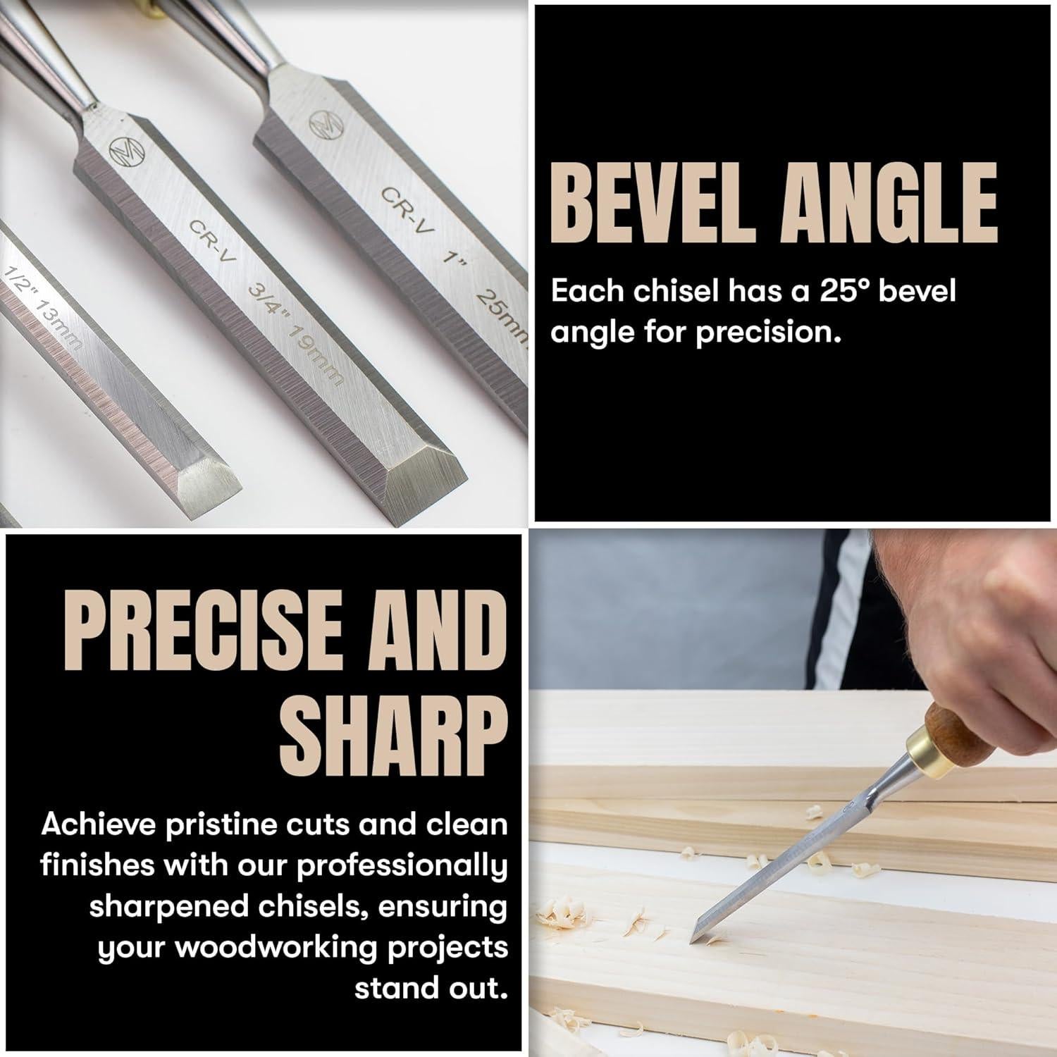 Juego de Cinceles de Madera Mt Diablo 4 Piezas Ergonómicos